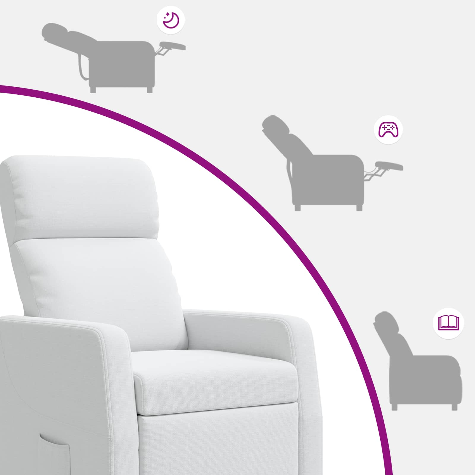 Relaxfauteuil Wit Stof