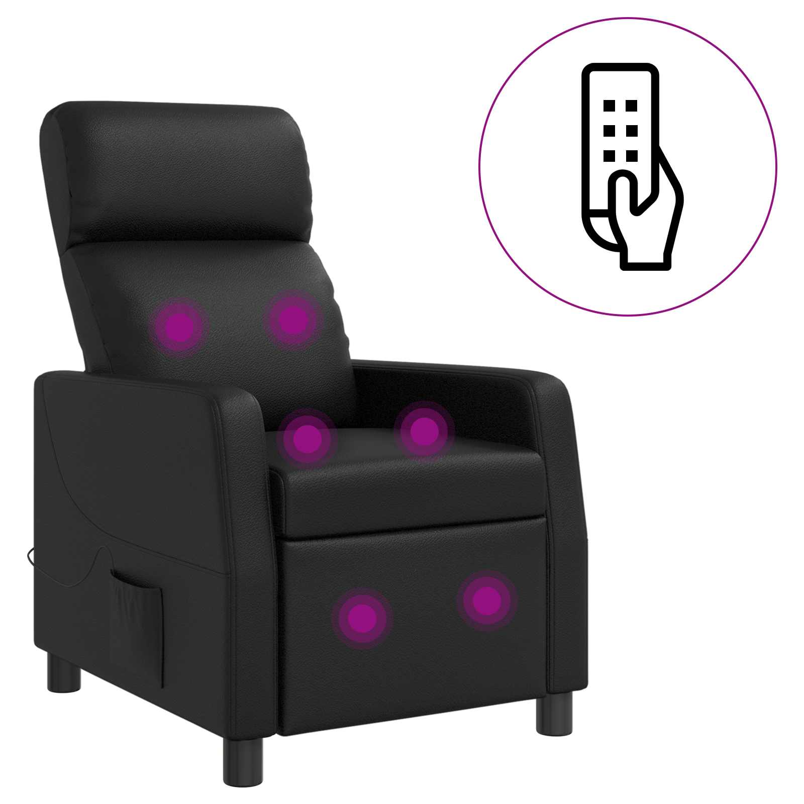 Massage Recliner Zwart Kunstleer