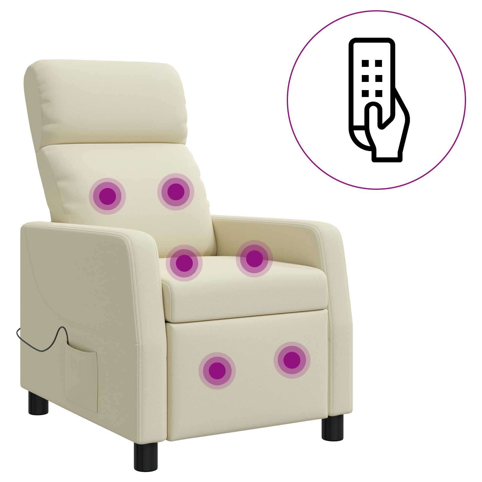 Massage Recliner Crèmekleurig Kunstleer