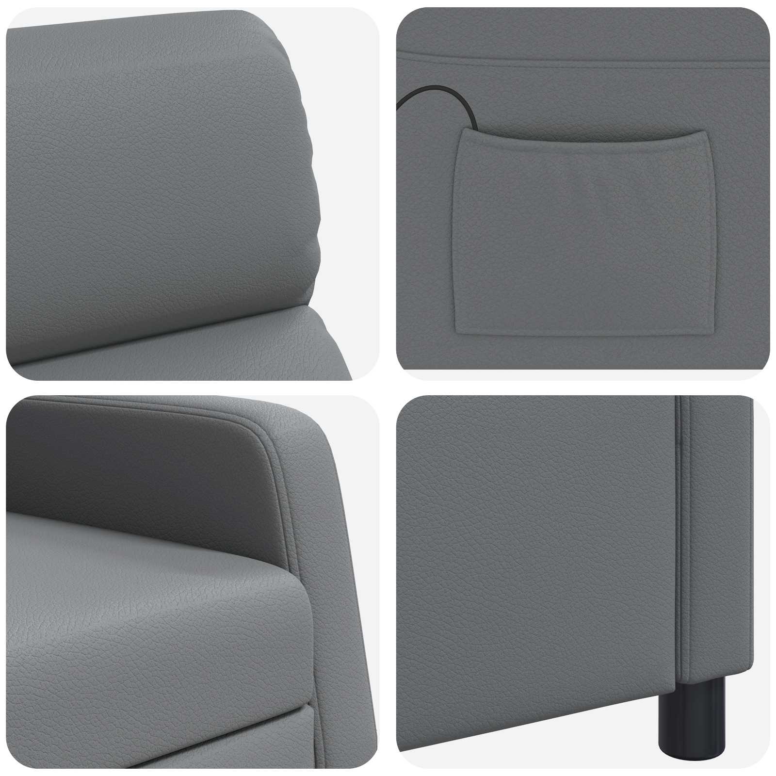Massage Recliner Grijs Kunstleer