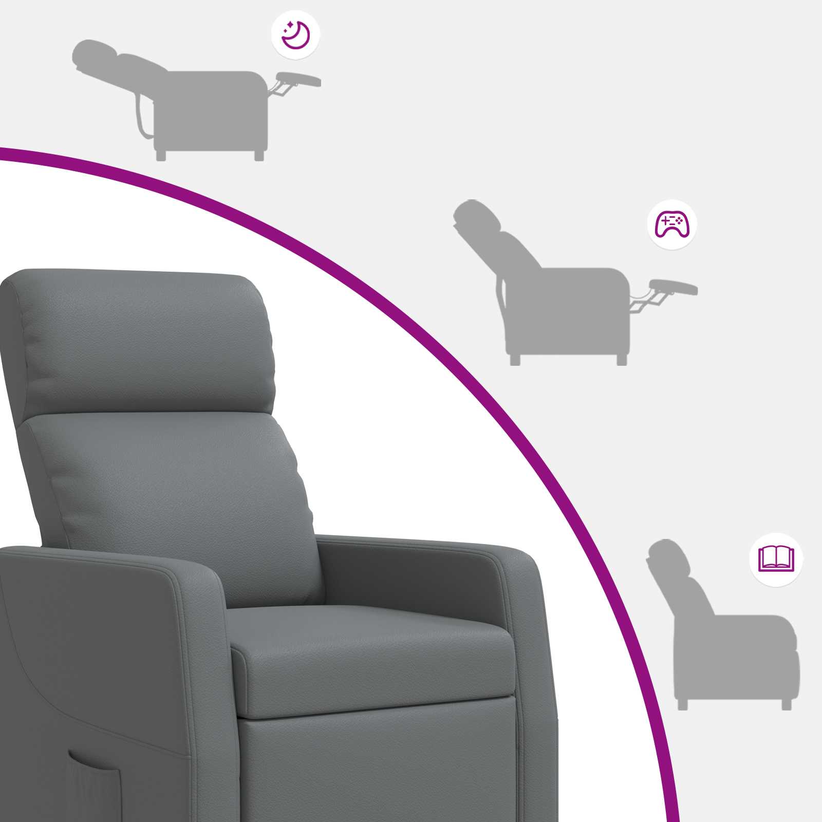 Massage Recliner Grijs Kunstleer
