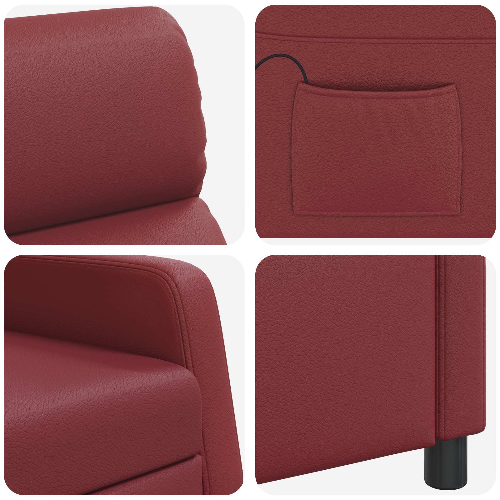 Massage Recliner Wijnrood Kunstleer