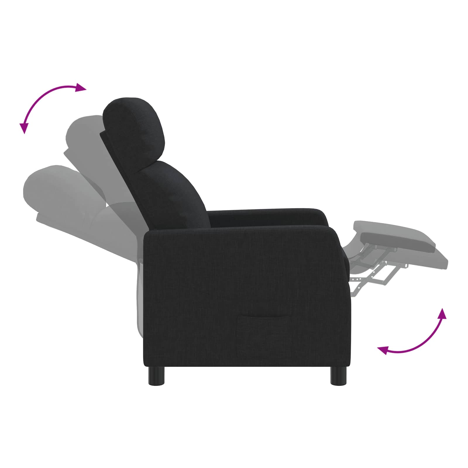 Massage Recliner Zwart Stof