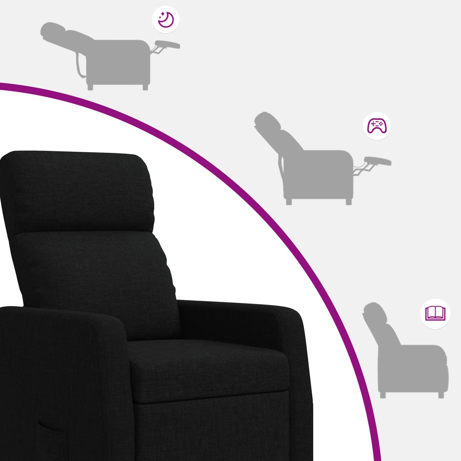 Massage Recliner Zwart Stof