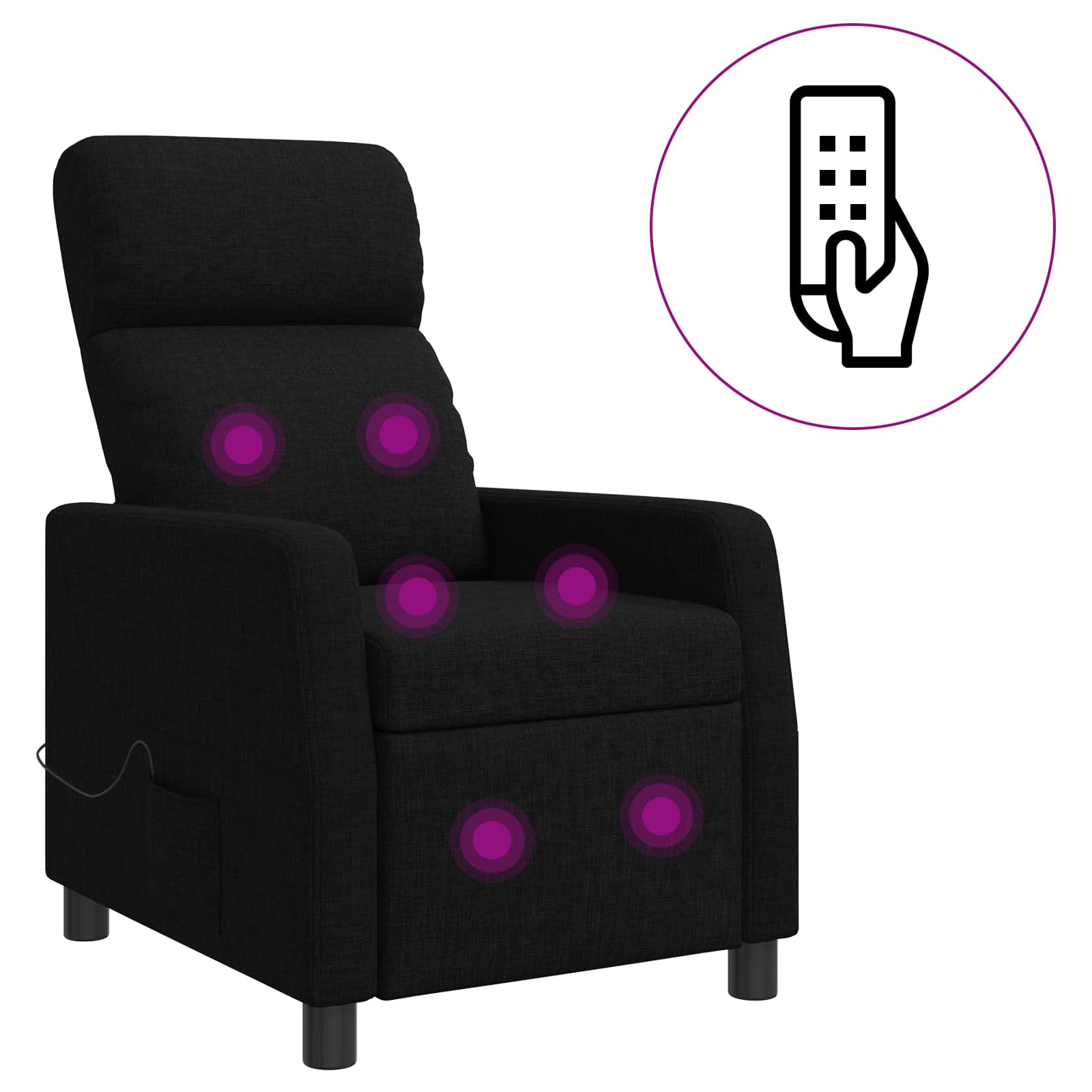 Massage Recliner Zwart Stof