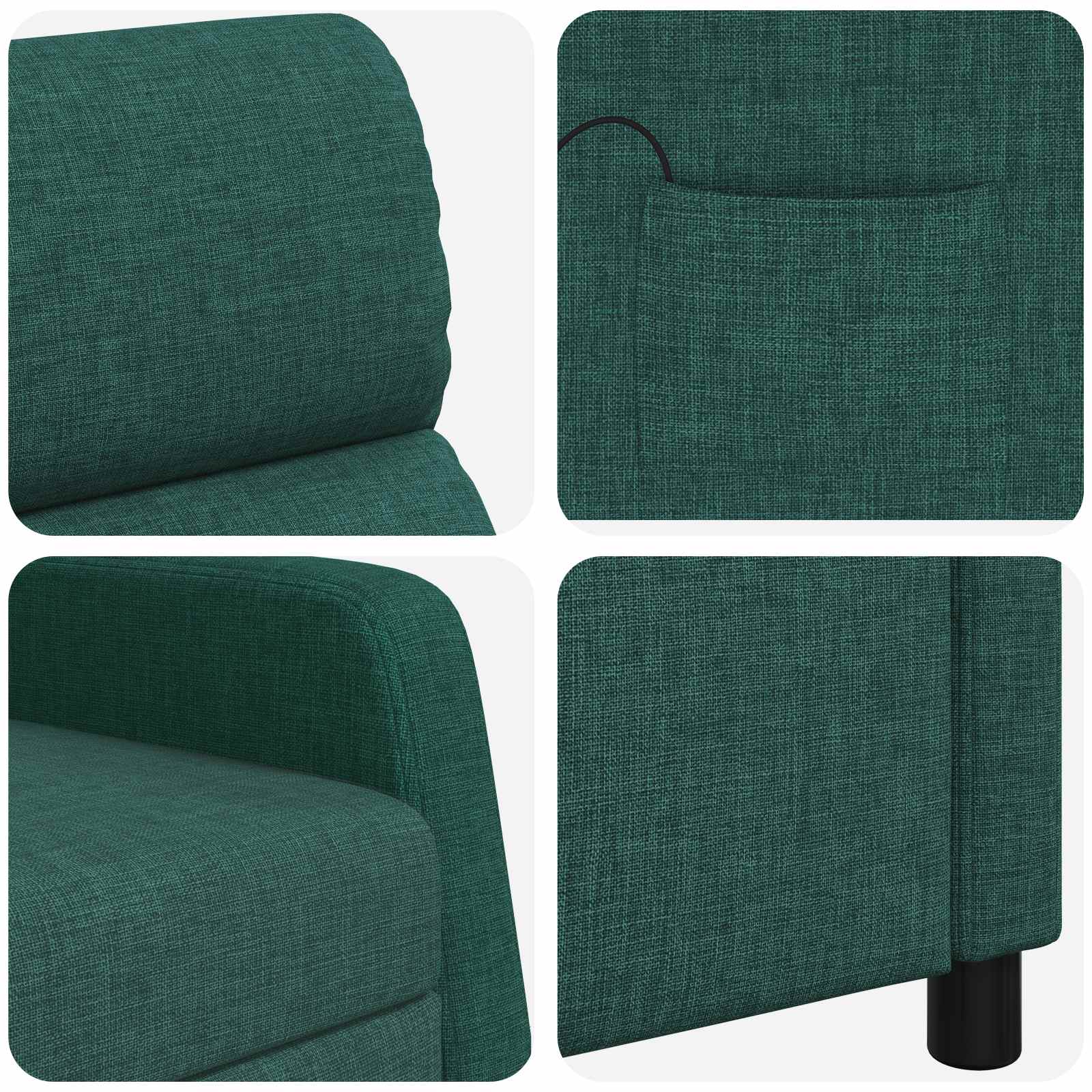 Massage Recliner Donkergroen Stof