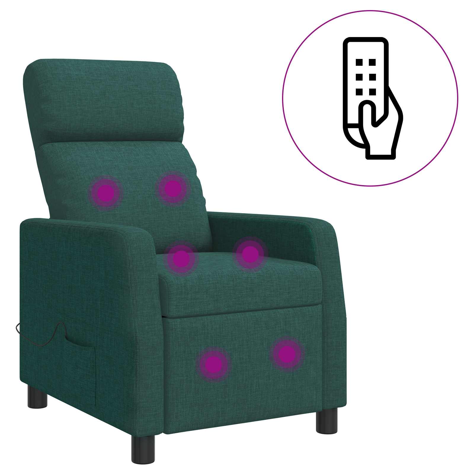 Massage Recliner Donkergroen Stof