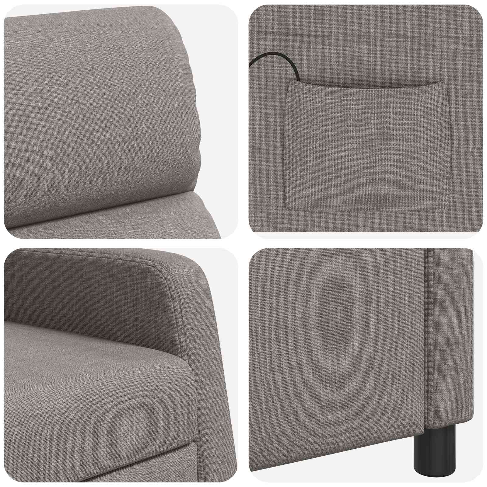 Massage Recliner Taupe Stof
