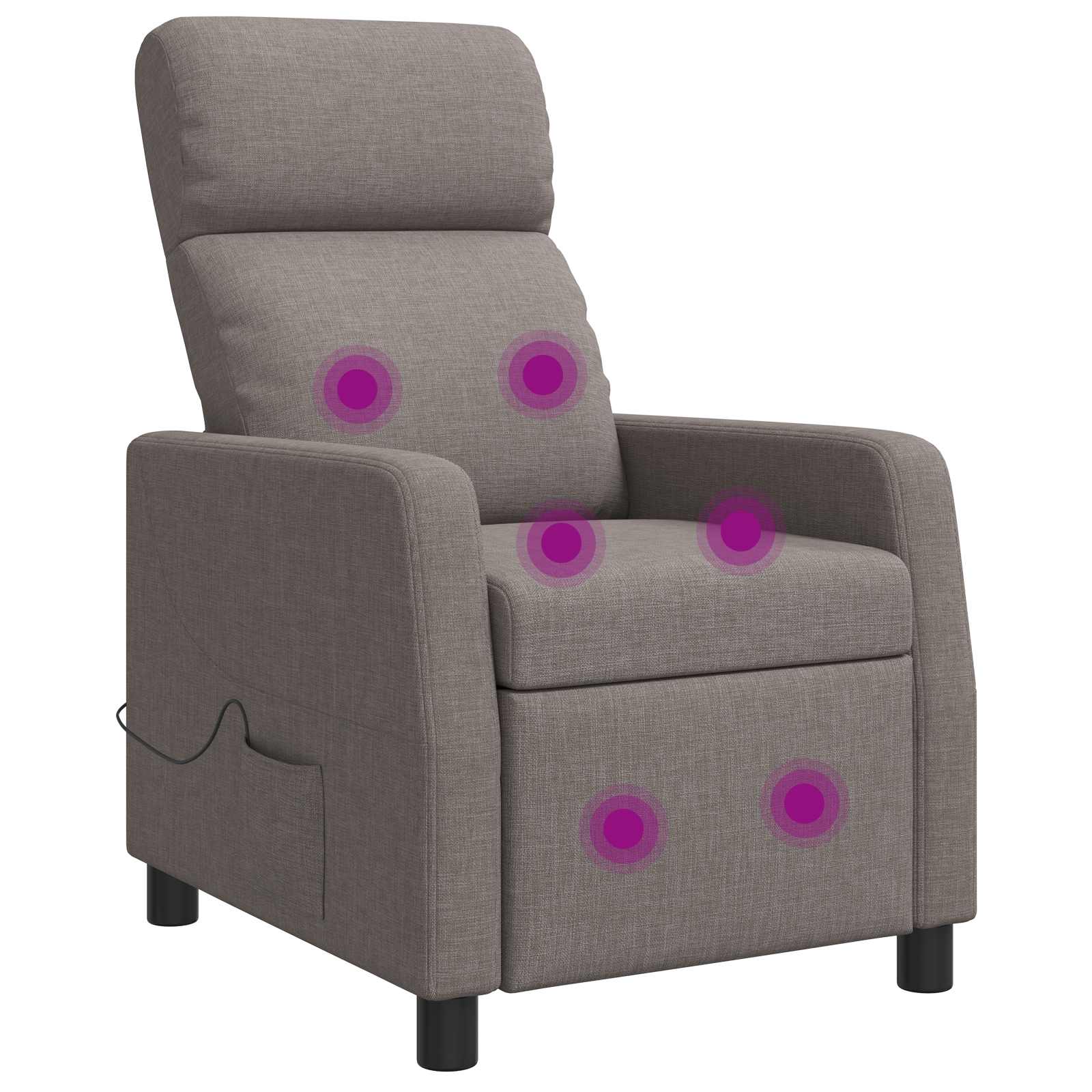 Massage Recliner Taupe Stof