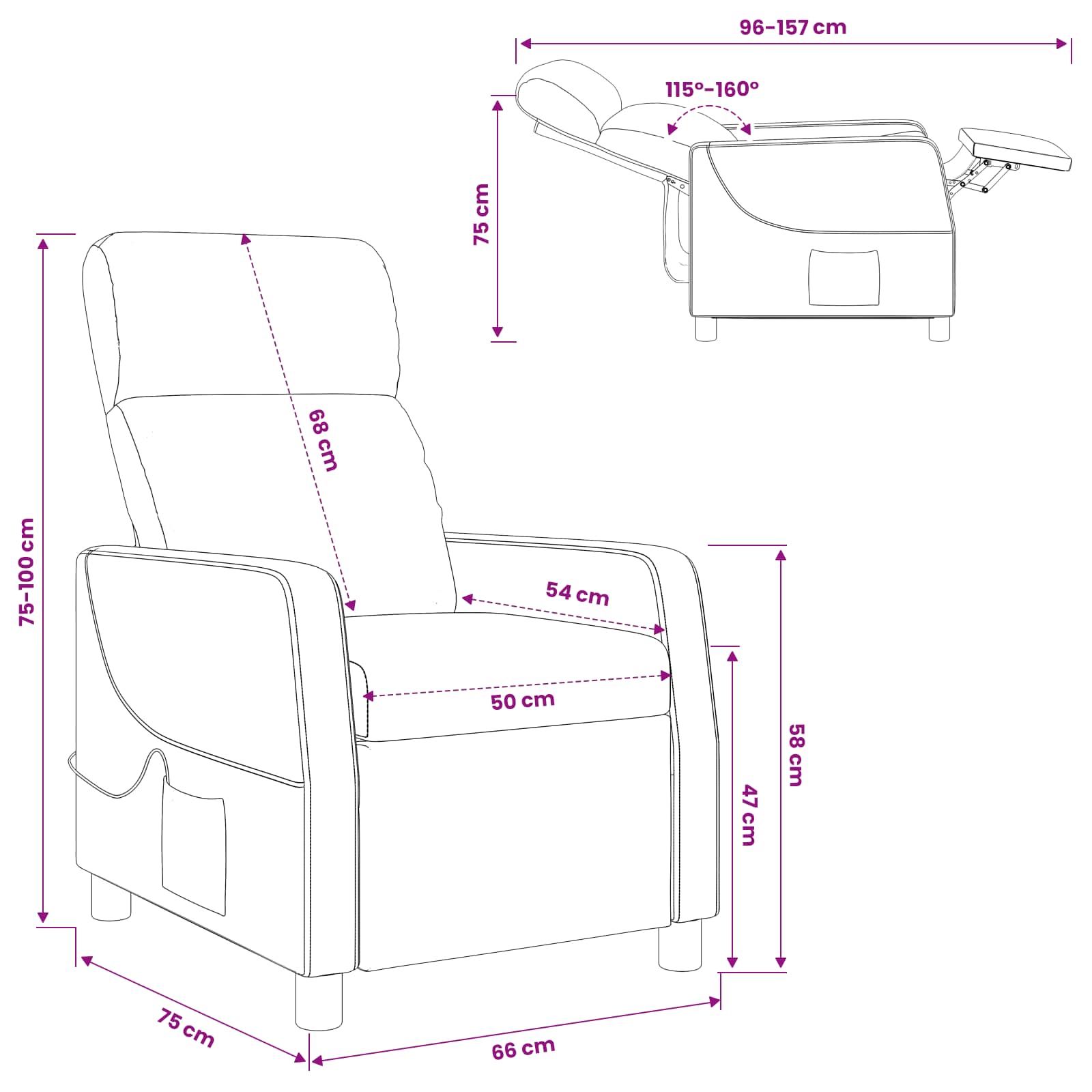 Massage Recliner Taupe Stof