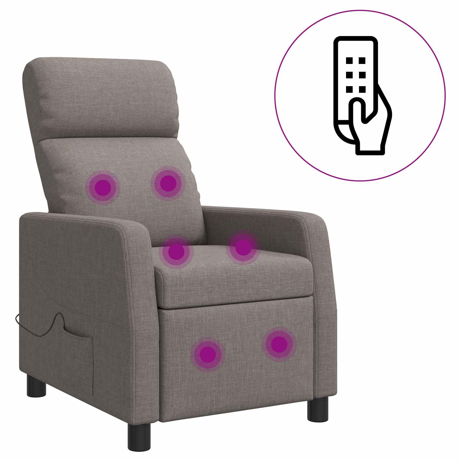 Massage Recliner Taupe Stof