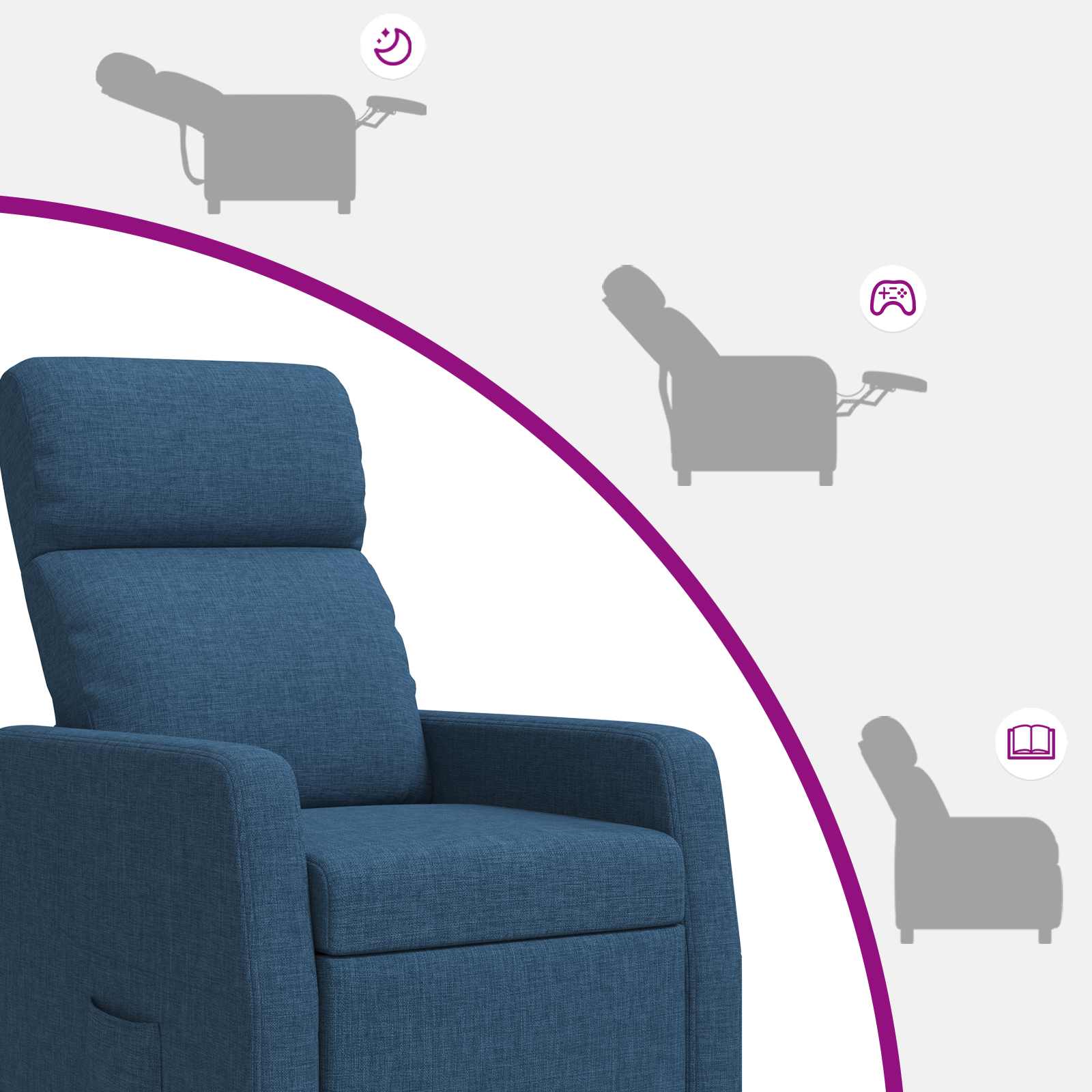 Massage Recliner Blauw Stof