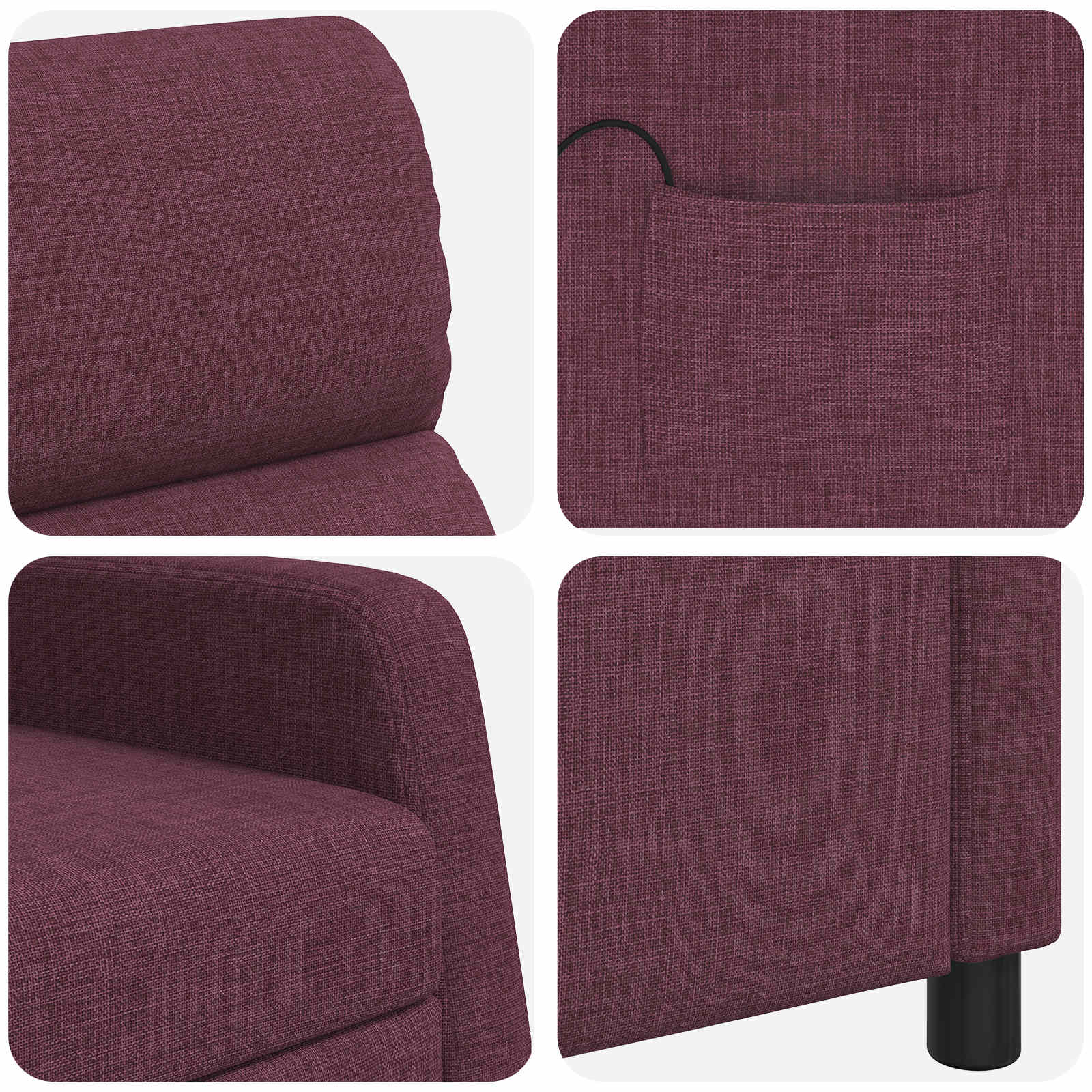 Massage Recliner Paars Stof