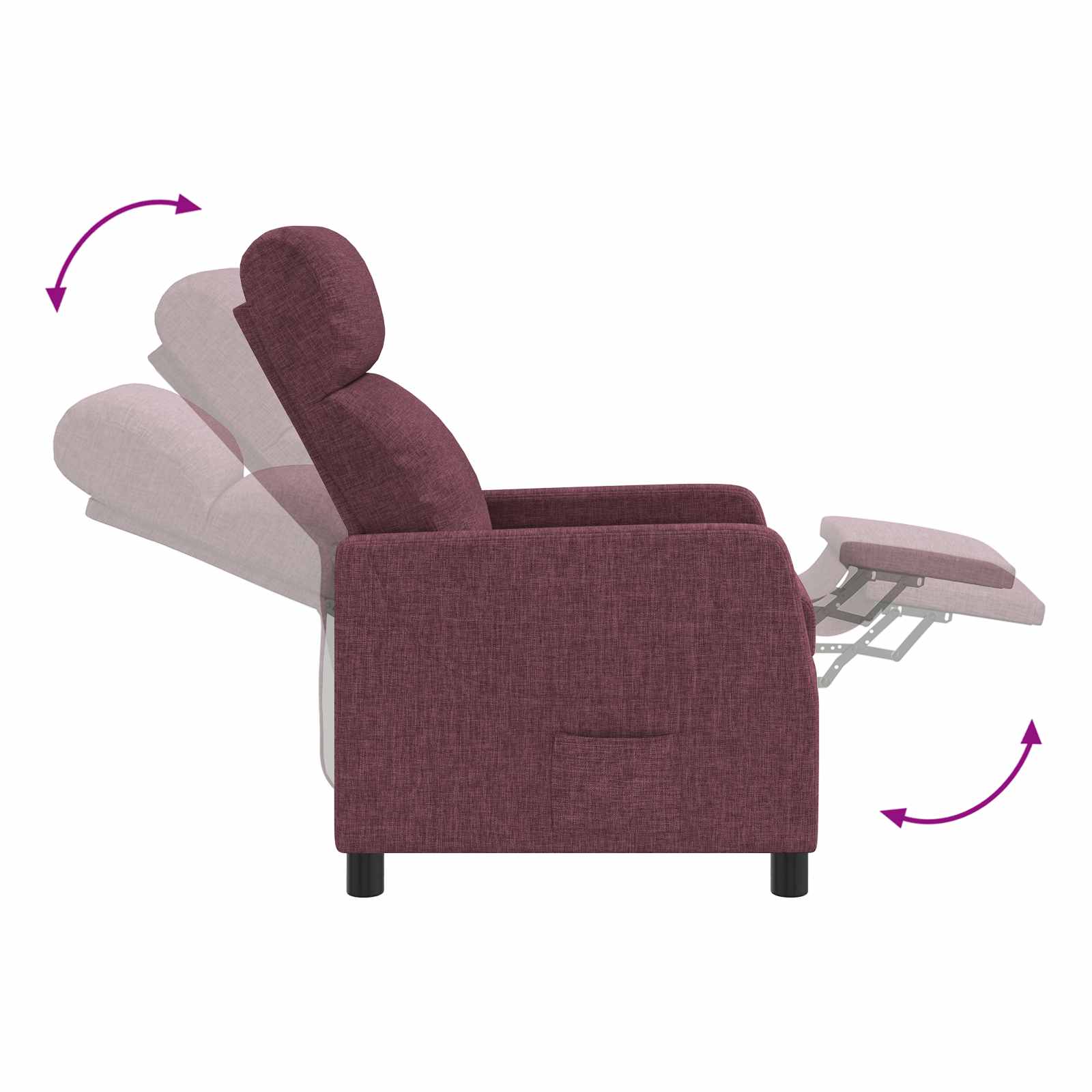 Massage Recliner Paars Stof