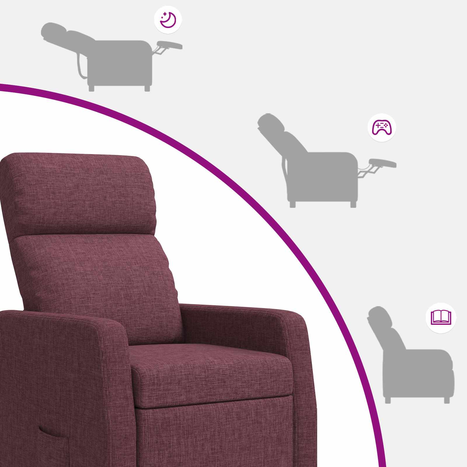 Massage Recliner Paars Stof