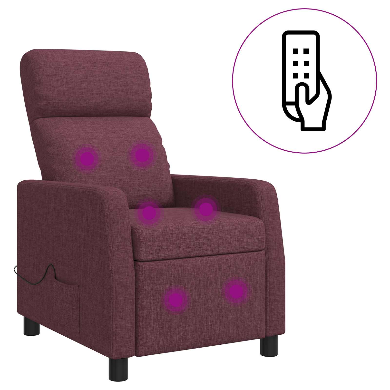 Massage Recliner Paars Stof