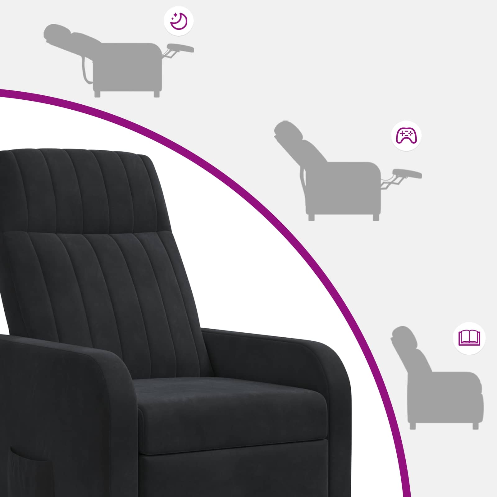 Relaxfauteuil Zwart fluweel