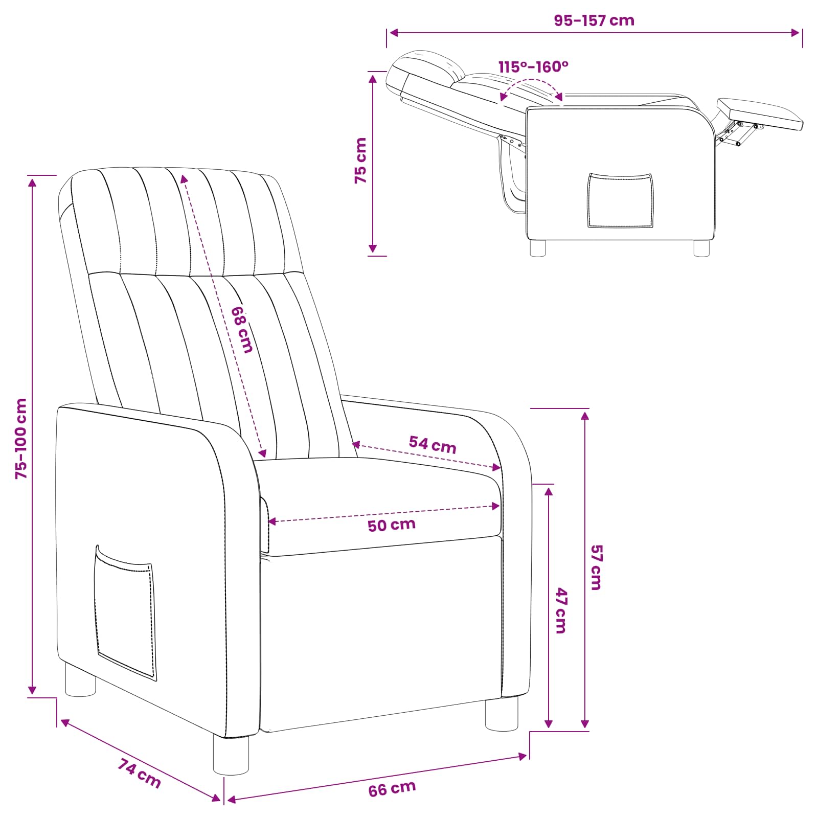 Relaxfauteuil Zwart fluweel