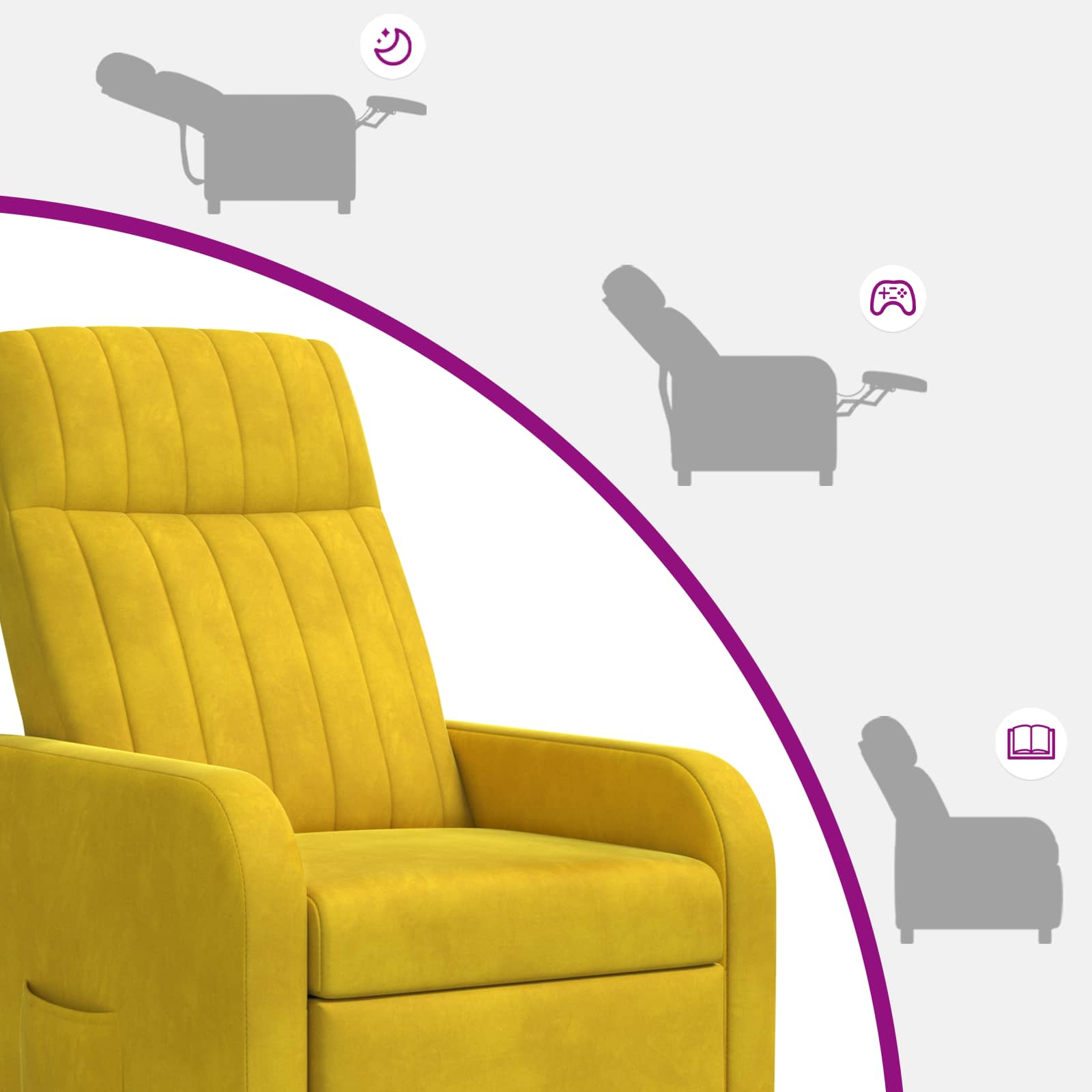 Relaxfauteuil Geel fluweel