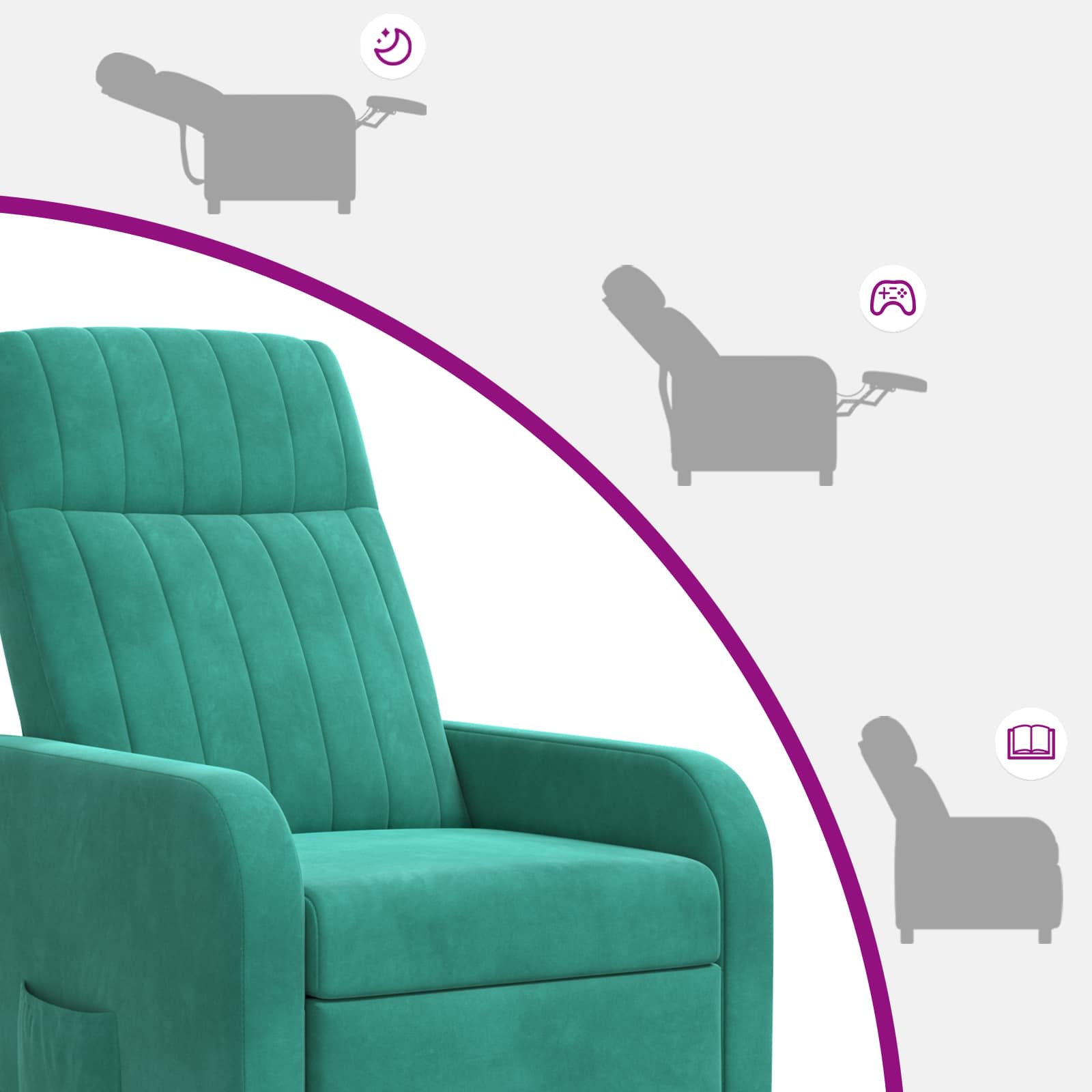 Relaxfauteuil Turquoise fluweel