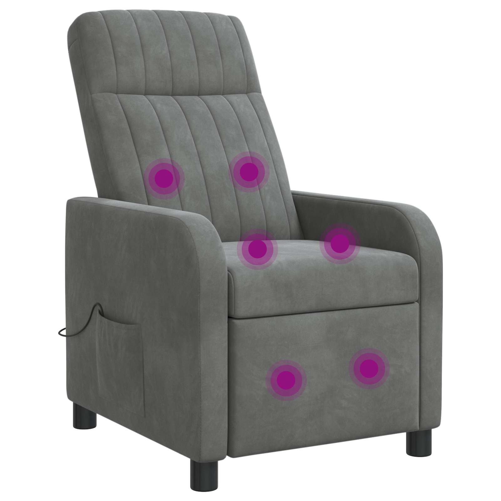 Massage Recliner Donkergrijs fluweel