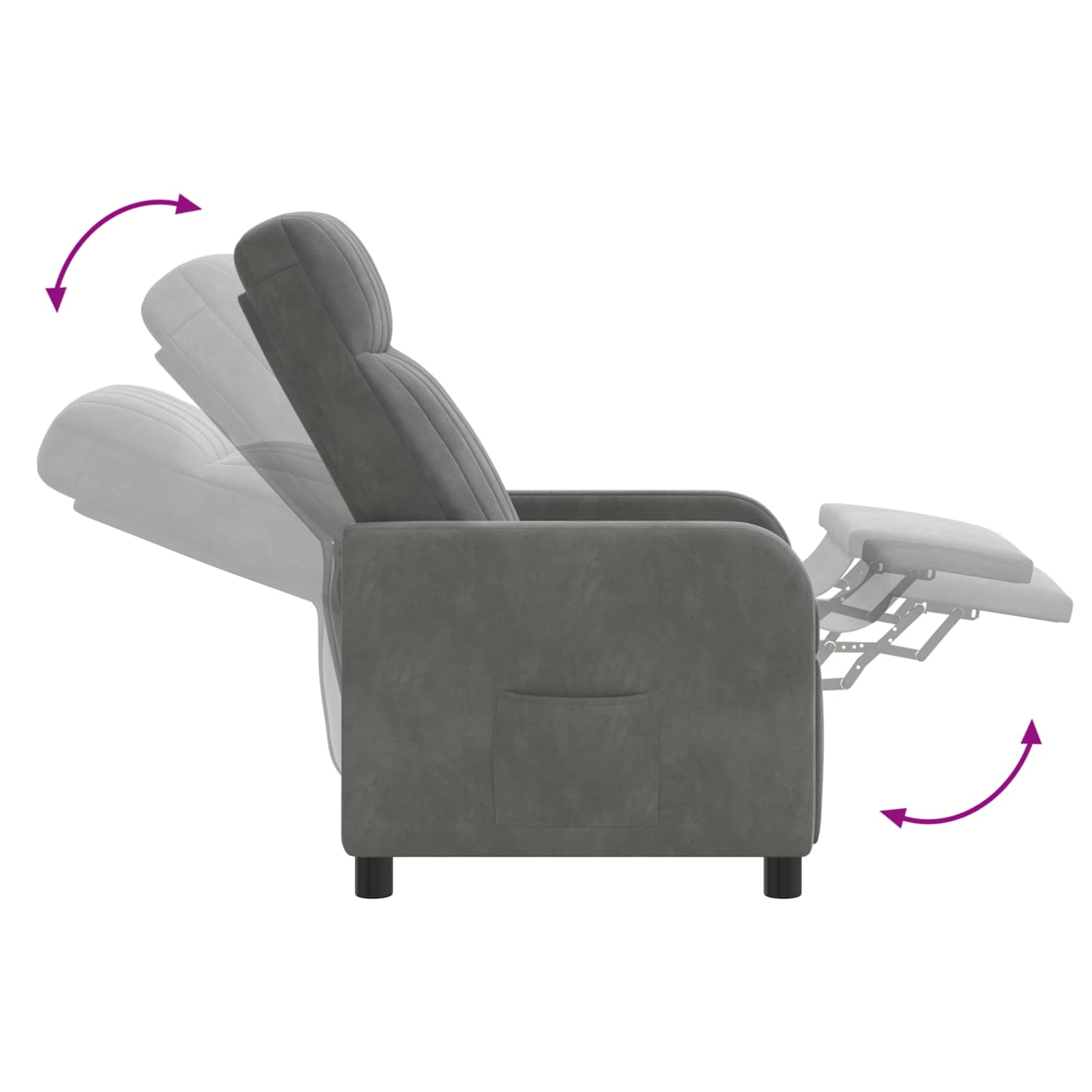 Massage Recliner Donkergrijs fluweel