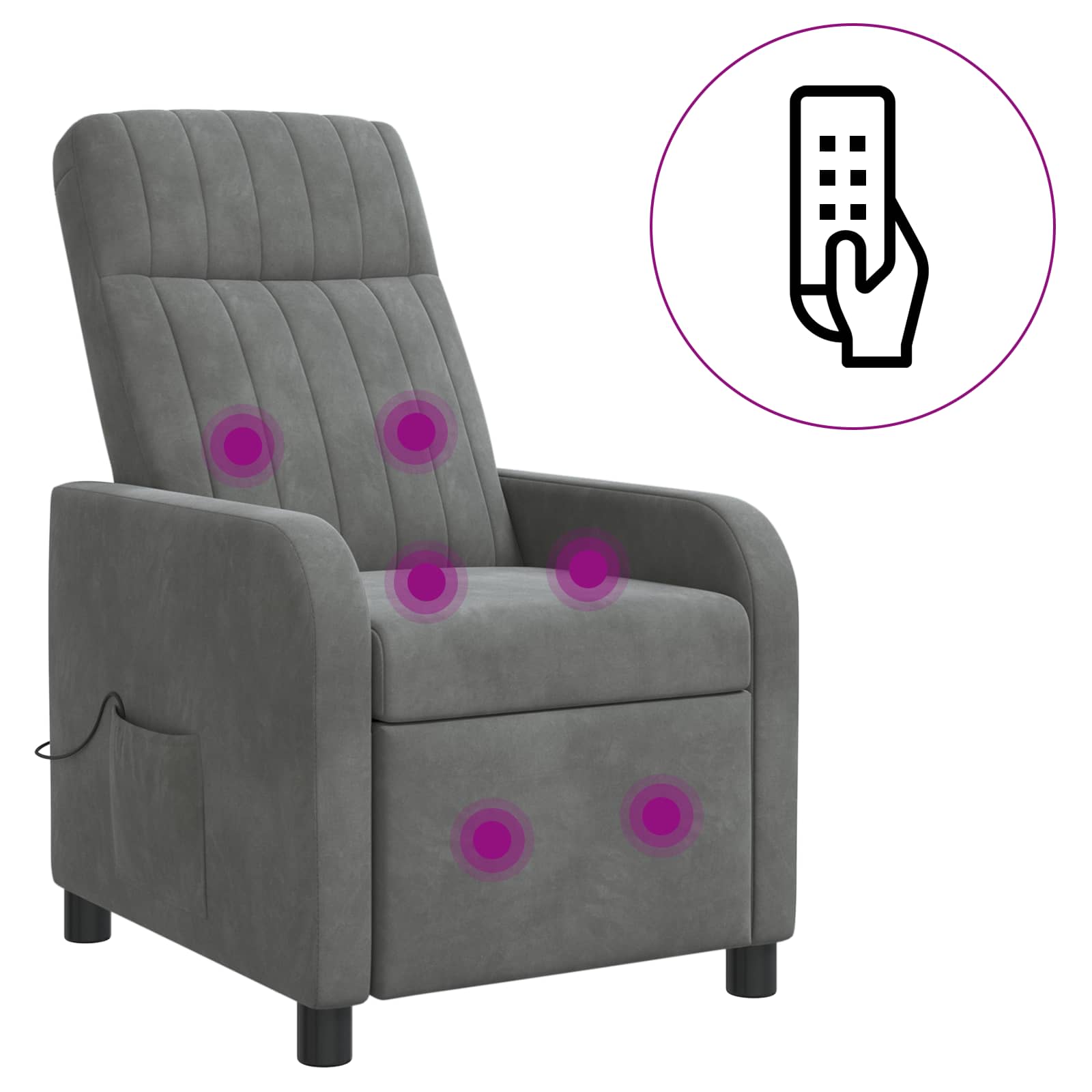 Massage Recliner Donkergrijs fluweel