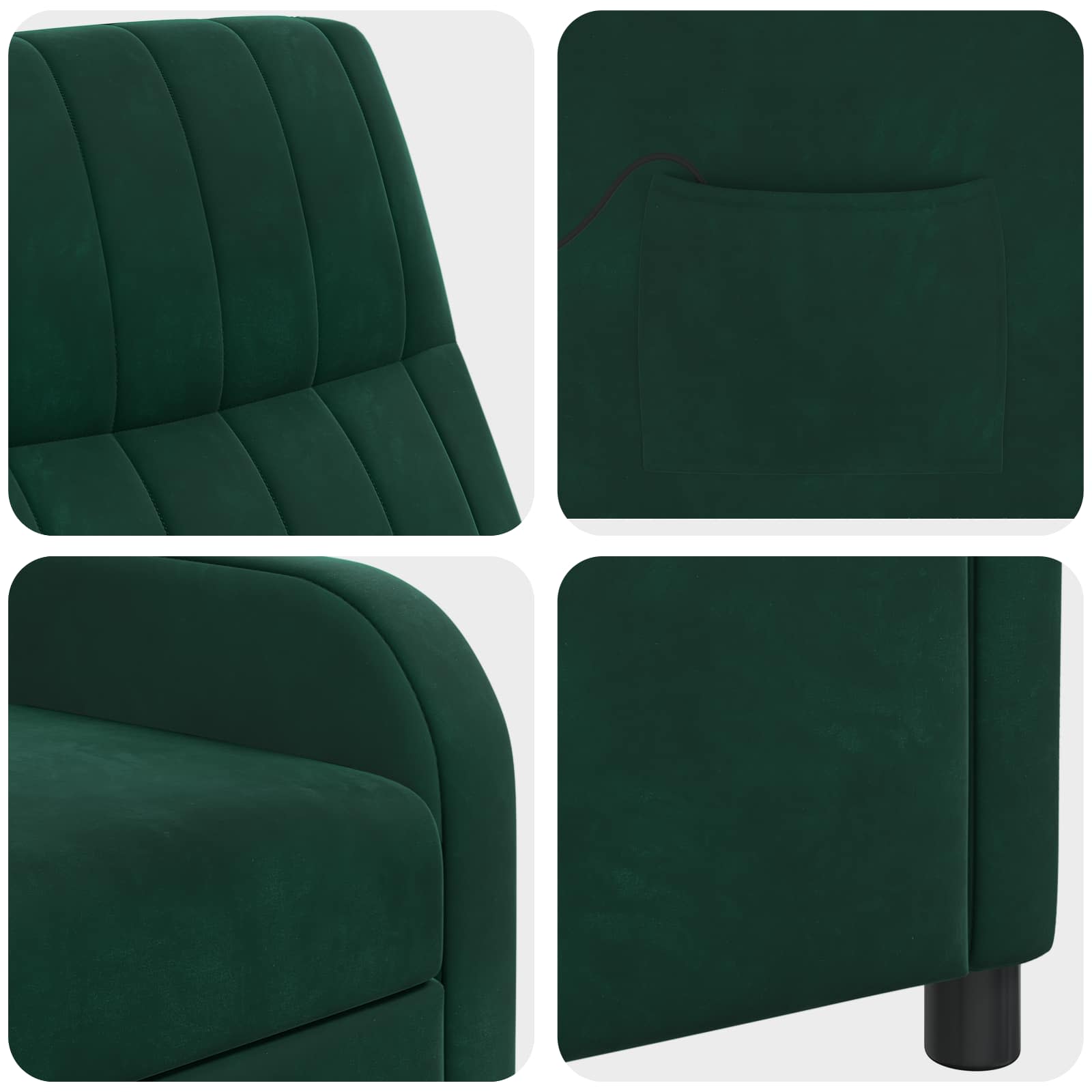 Massage Recliner Donkergroen fluweel