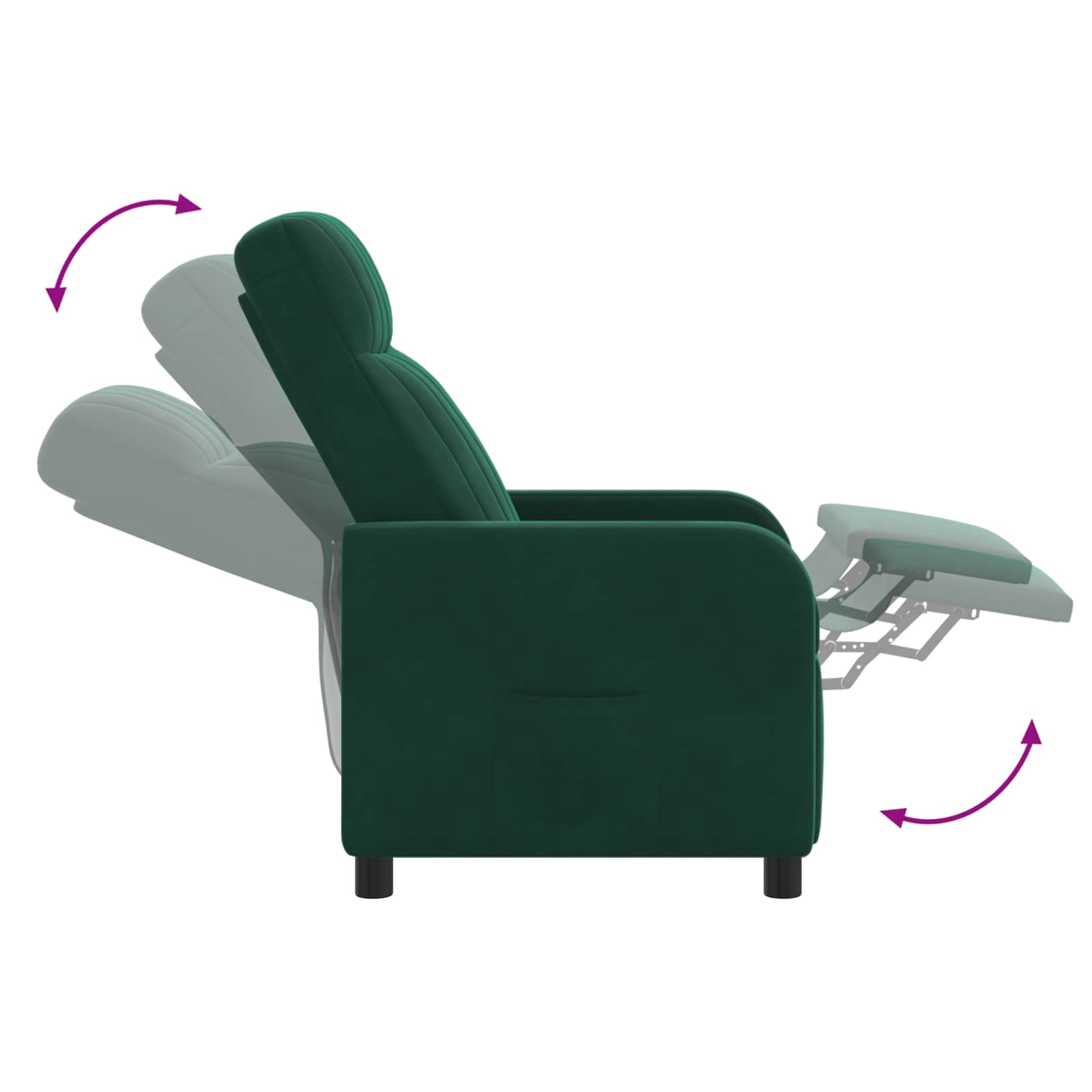 Massage Recliner Donkergroen fluweel