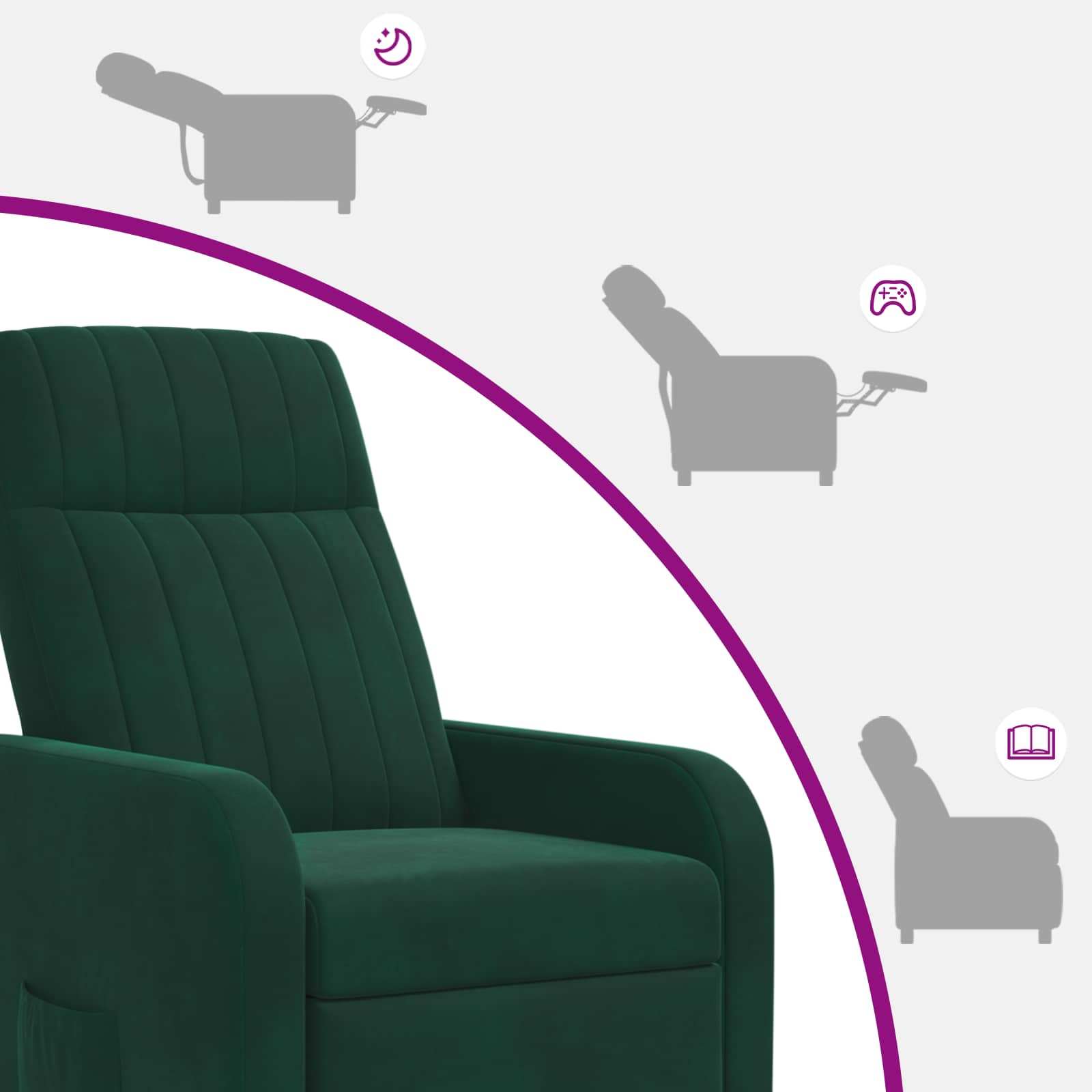 Massage Recliner Donkergroen fluweel