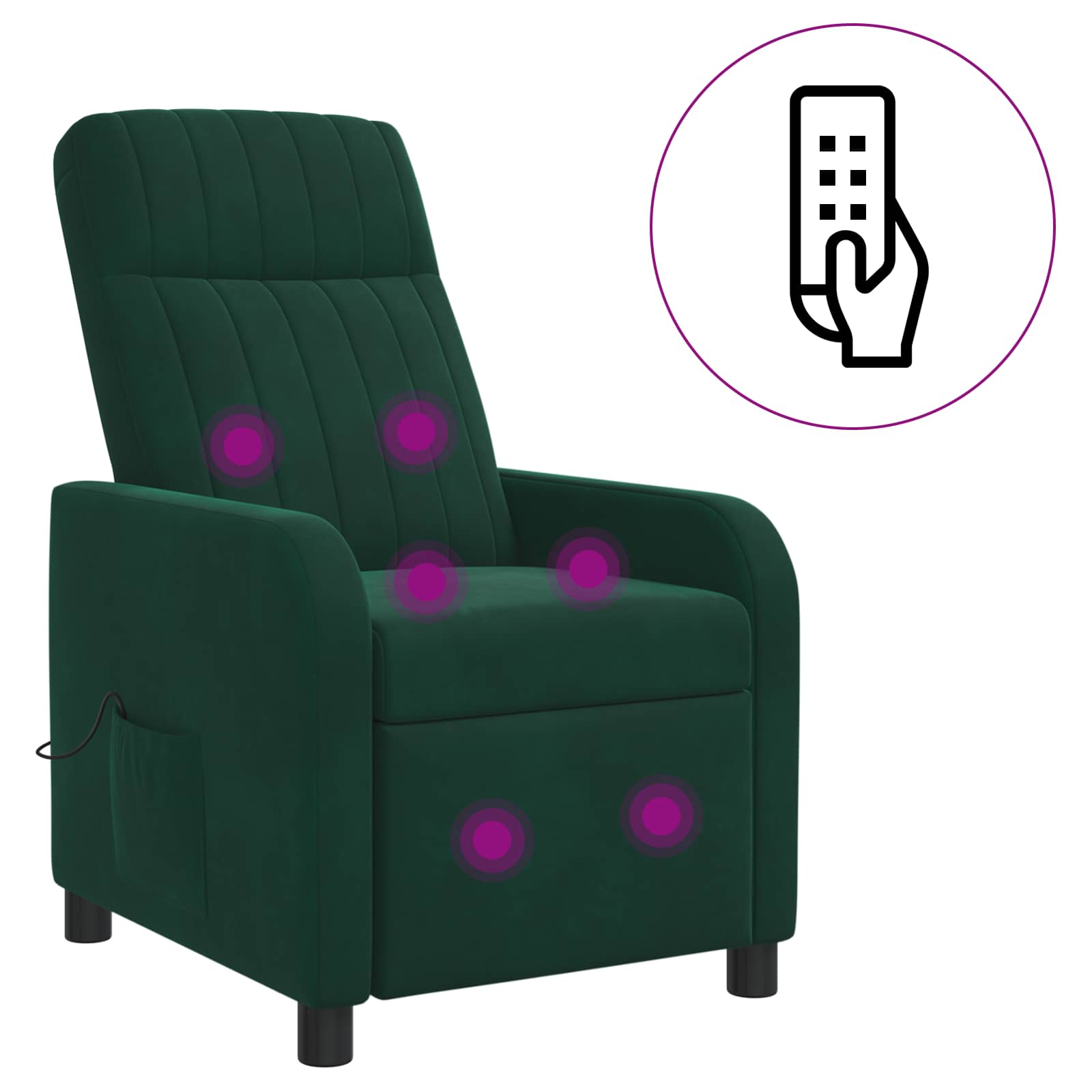 Massage Recliner Donkergroen fluweel