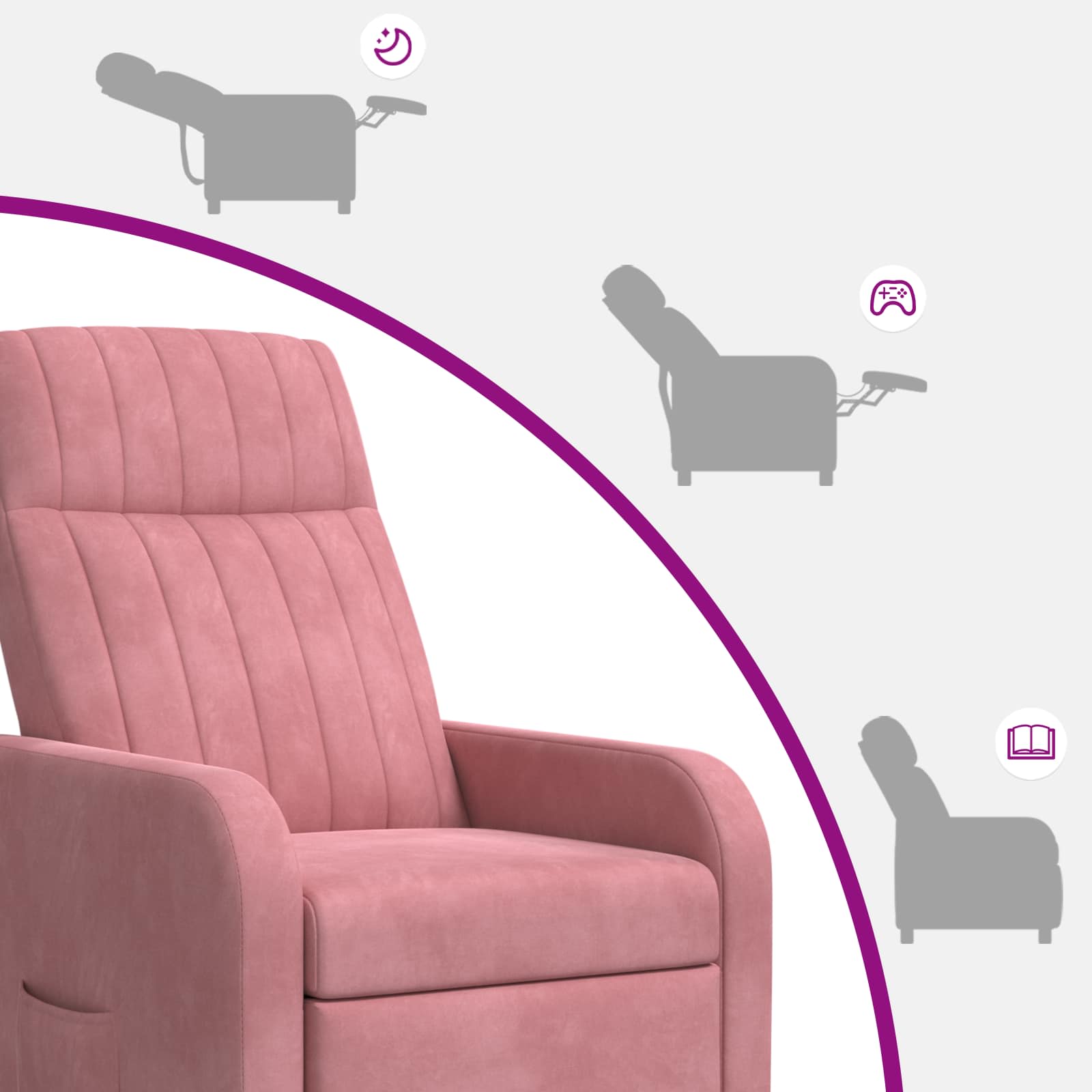Massage Recliner Roze fluweel