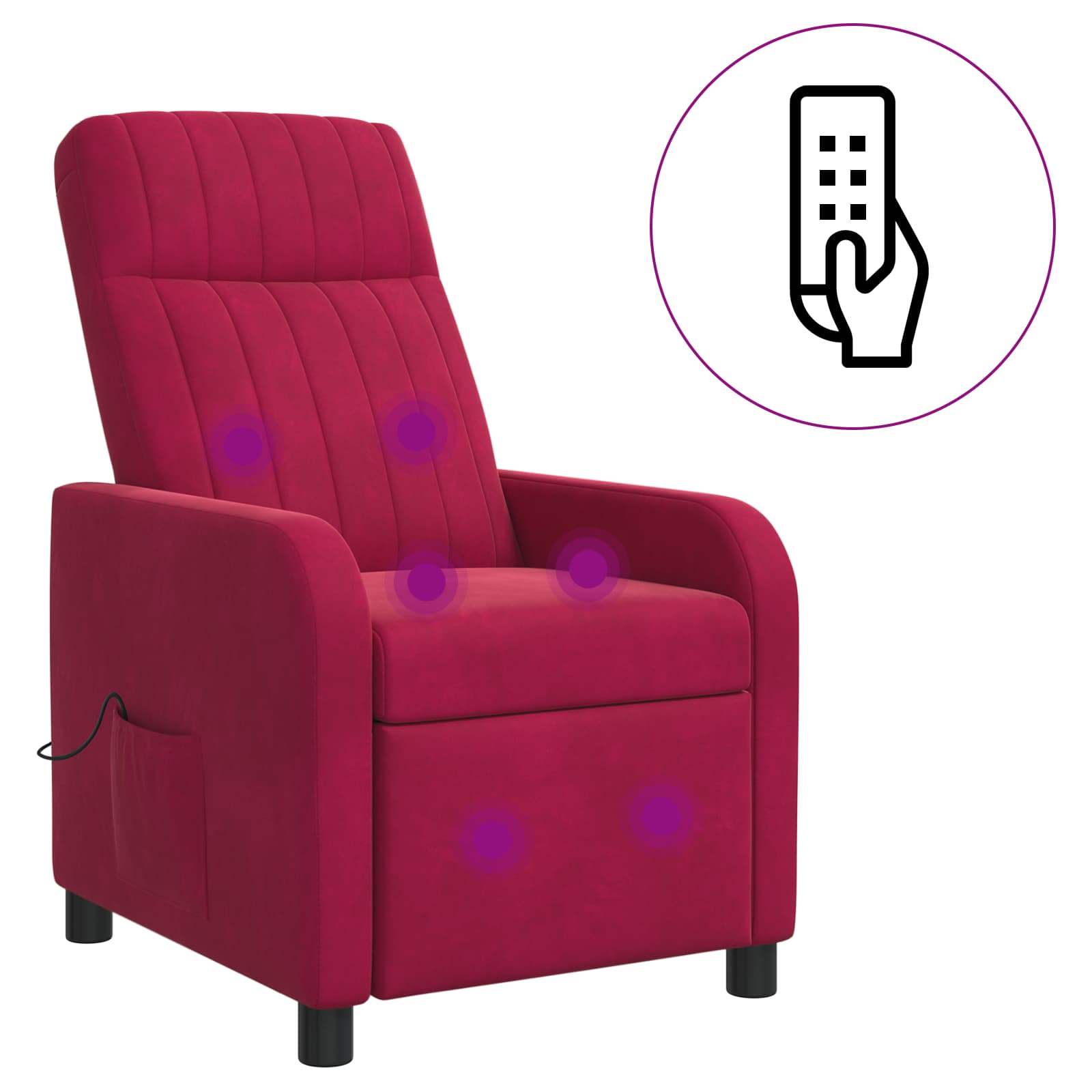 Massage Recliner Wijnrood fluweel