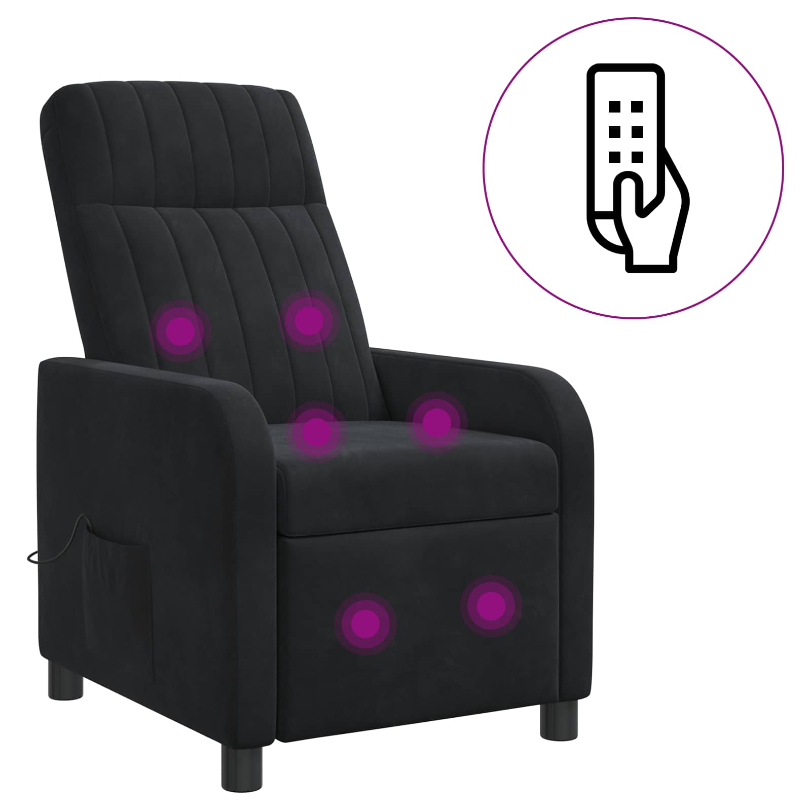 Massage Recliner Zwart fluweel