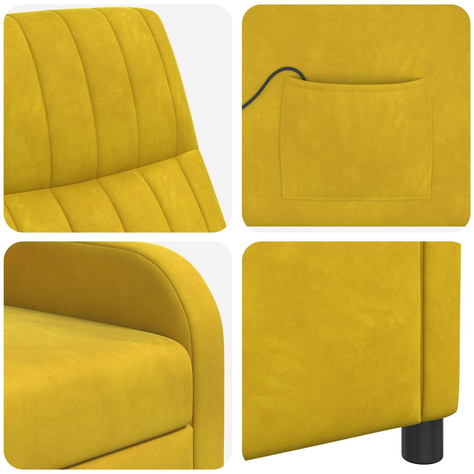 Massage Recliner Geel fluweel