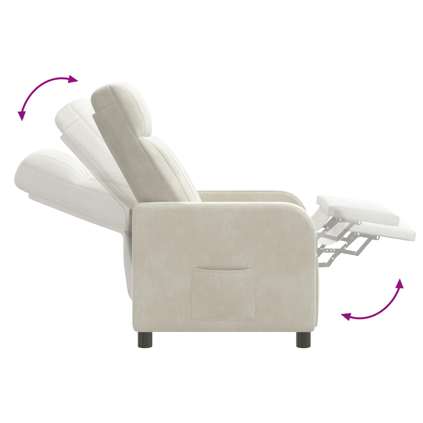 Massage Recliner Crèmekleurig fluweel