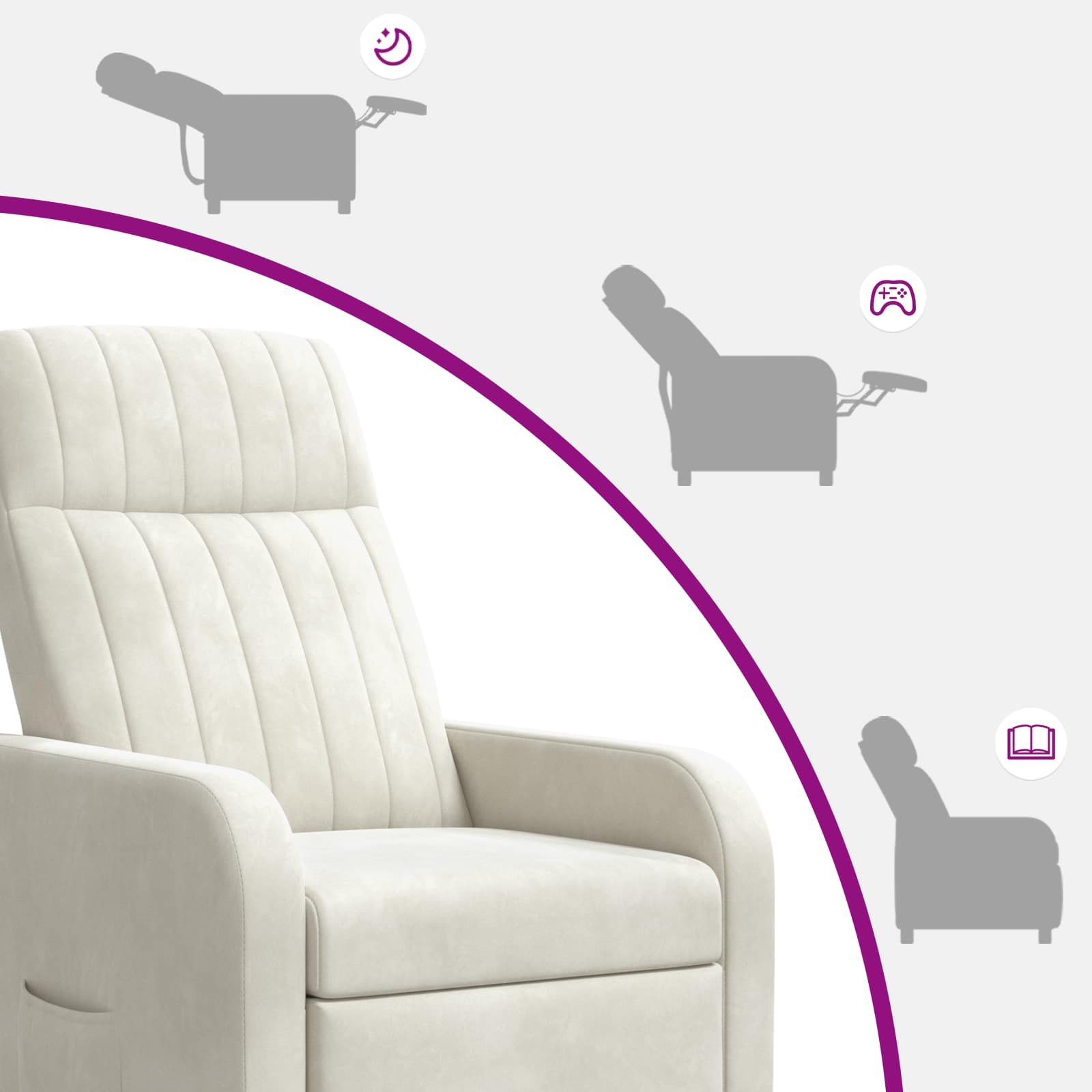 Massage Recliner Crèmekleurig fluweel