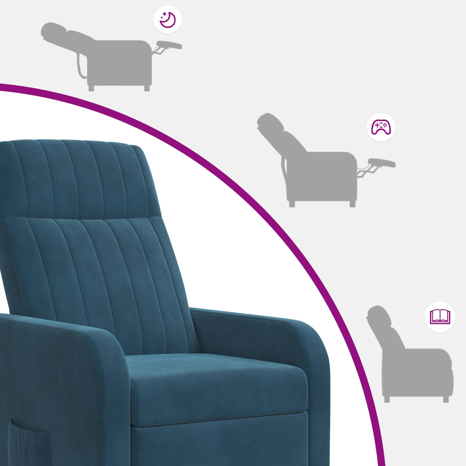 Massage Recliner Blauw fluweel