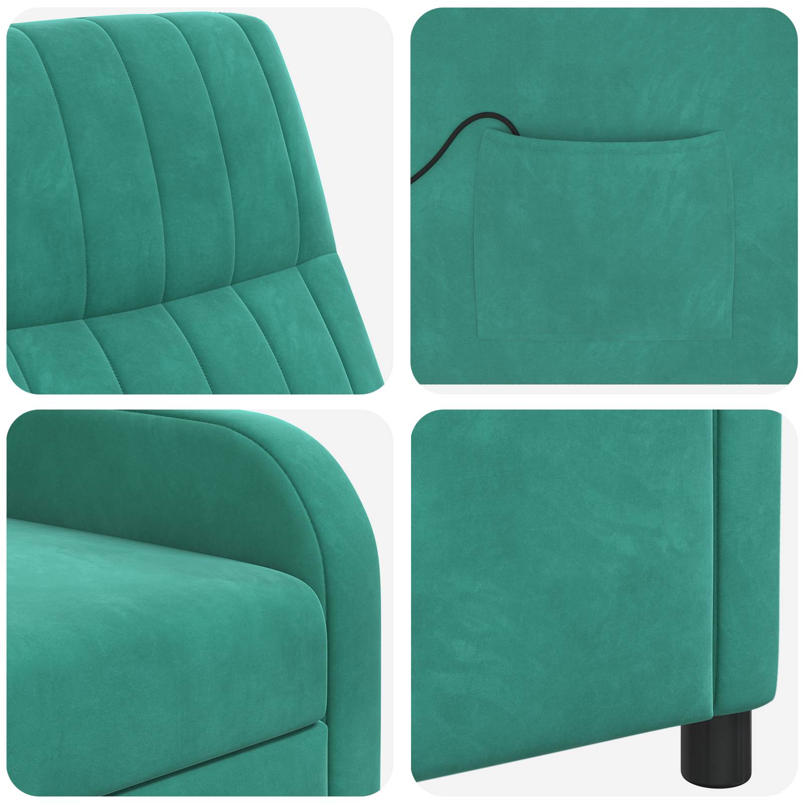 Massage Recliner Turquoise fluweel