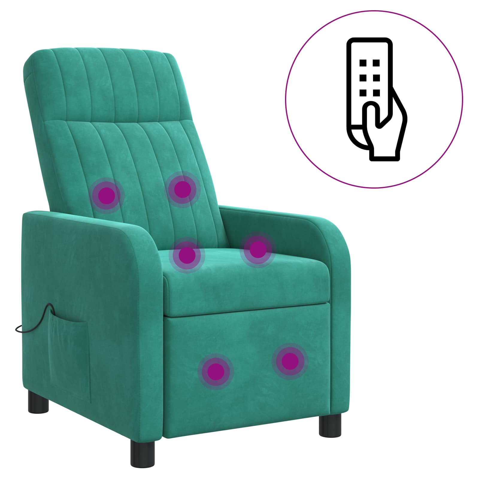 Massage Recliner Turquoise fluweel
