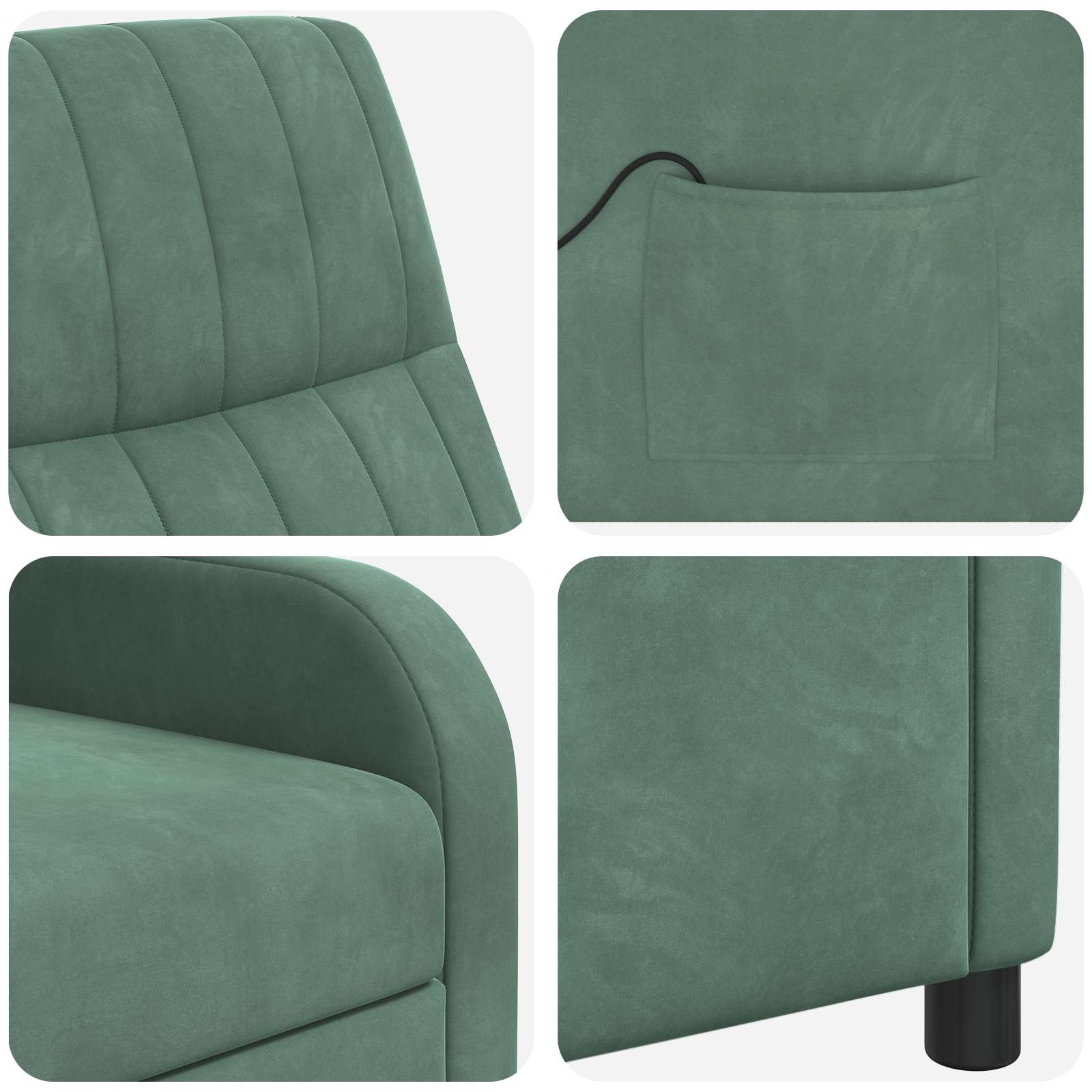 Massage Recliner Zeegroen fluweel
