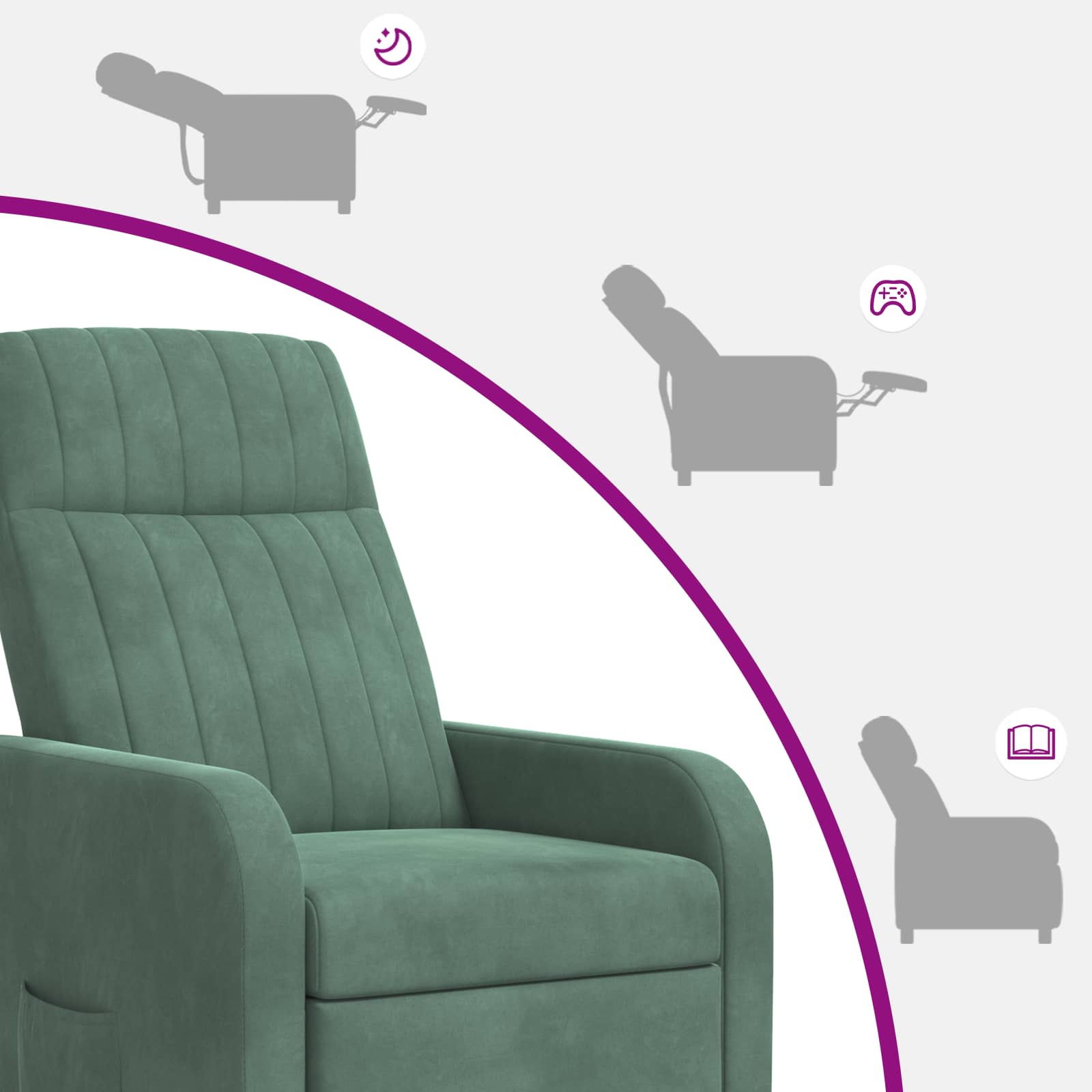 Massage Recliner Zeegroen fluweel