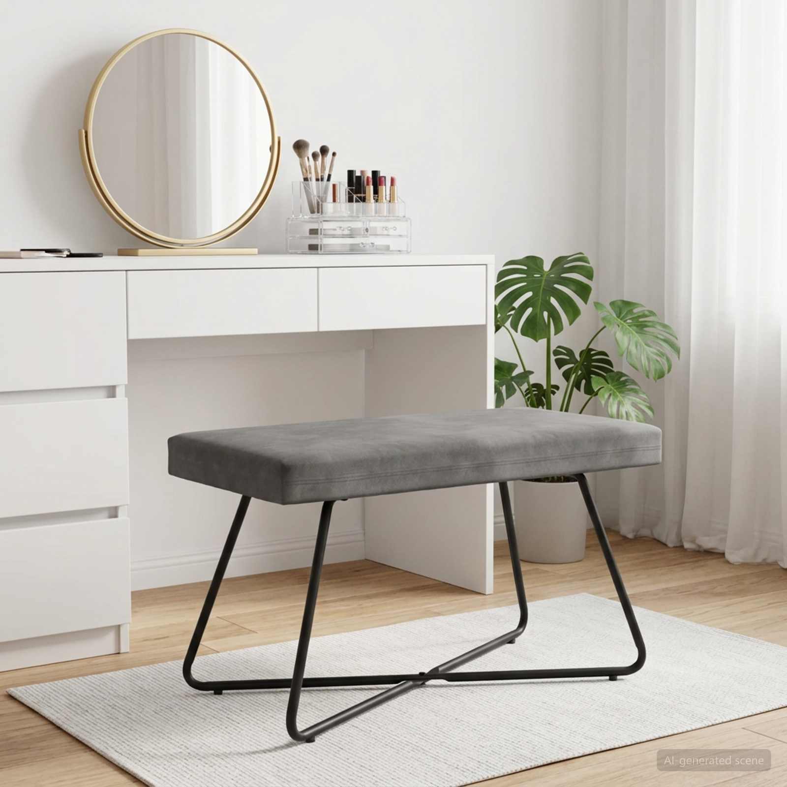 Bank Donkergrijs 80 x 40 x 45 cm fluweel