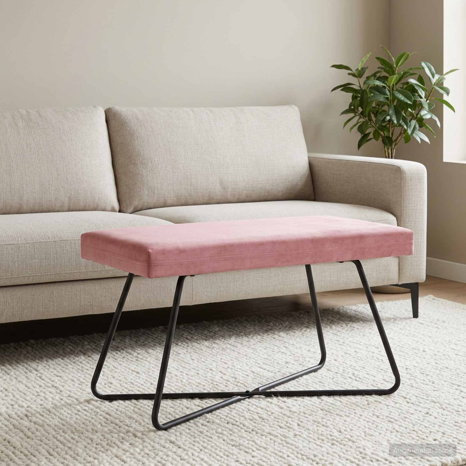Bank Roze 80 x 40 x 45 cm fluweel