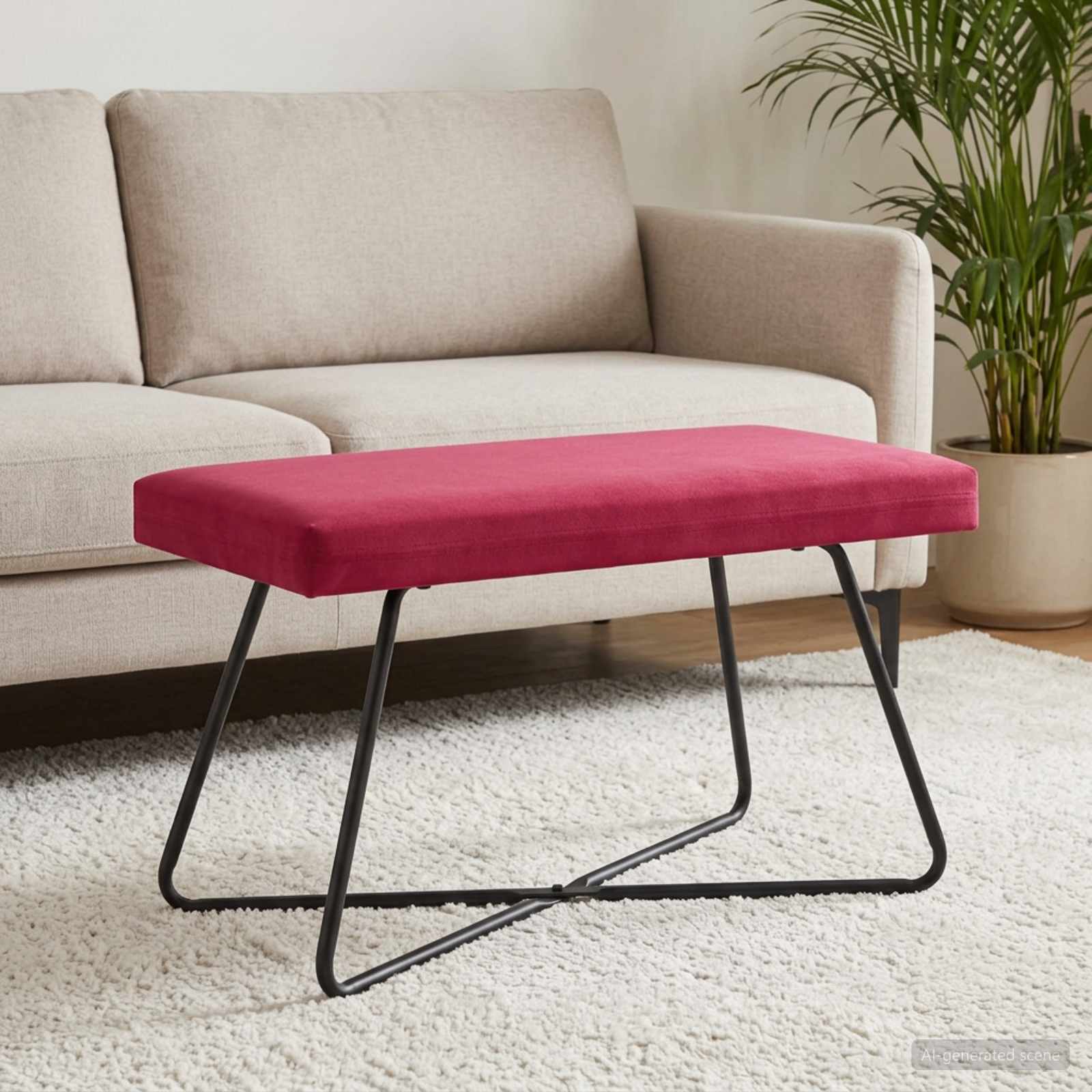 Bank Wijnrood 80 x 40 x 45 cm fluweel