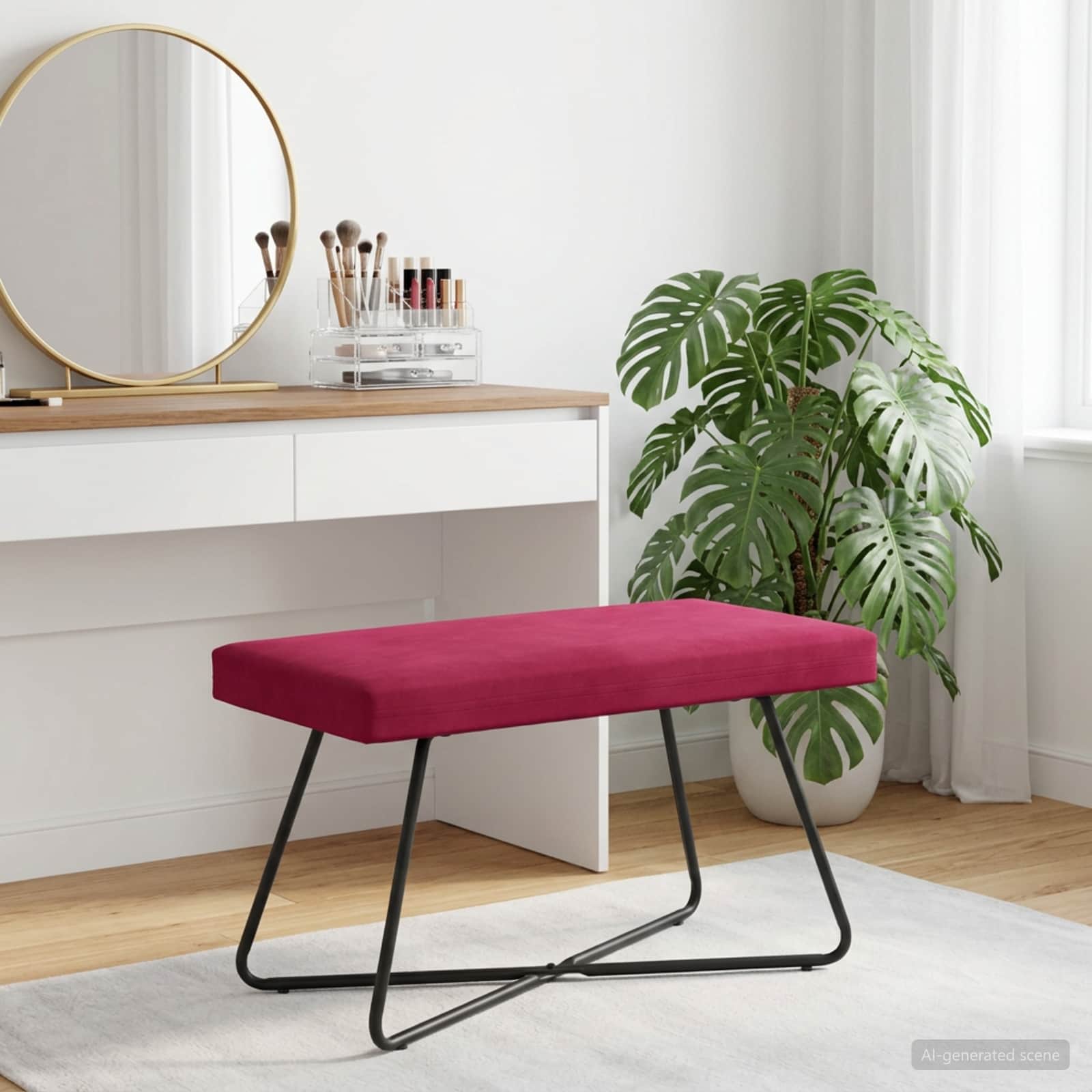 Bank Wijnrood 80 x 40 x 45 cm fluweel