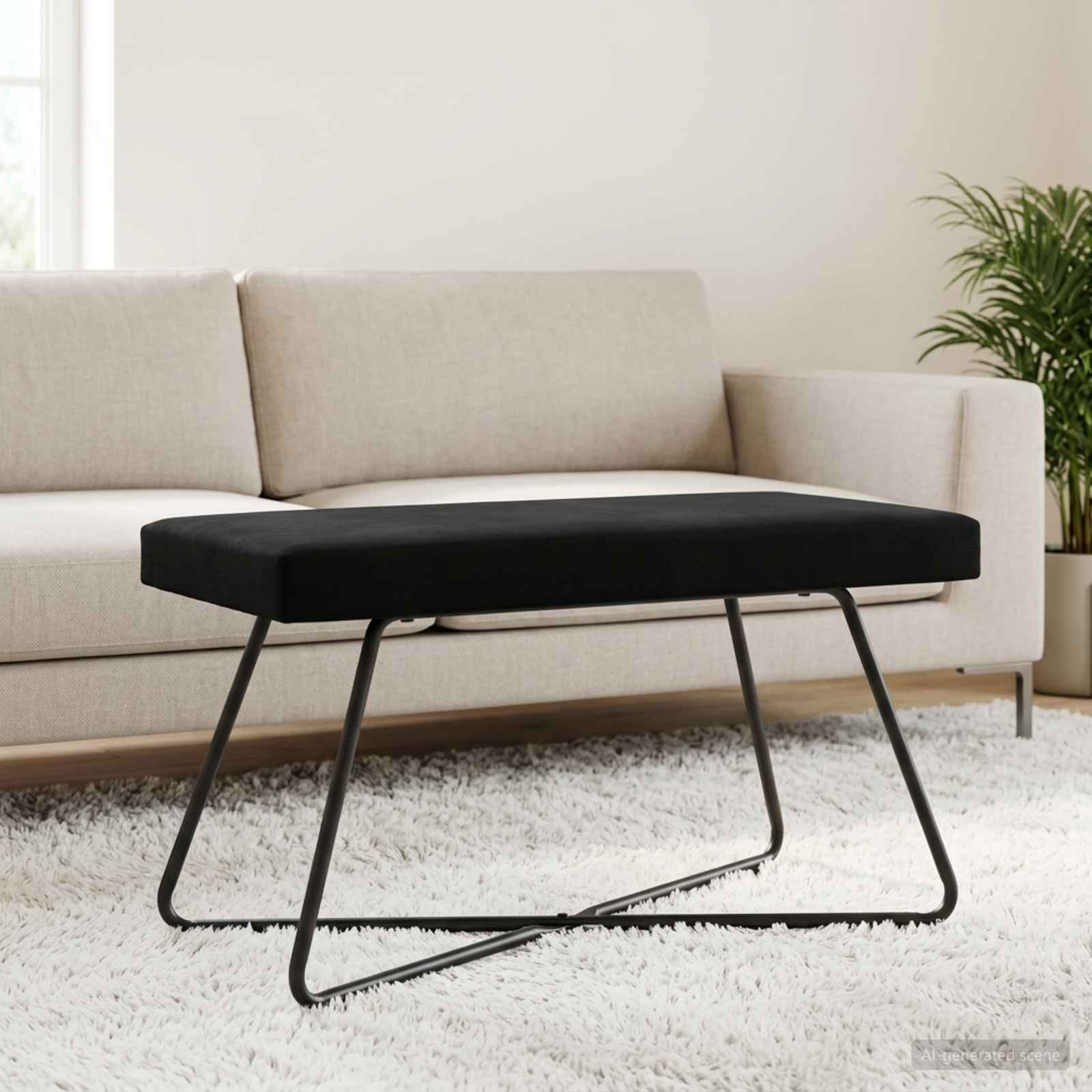 Bank Zwart 80 x 40 x 45 cm fluweel