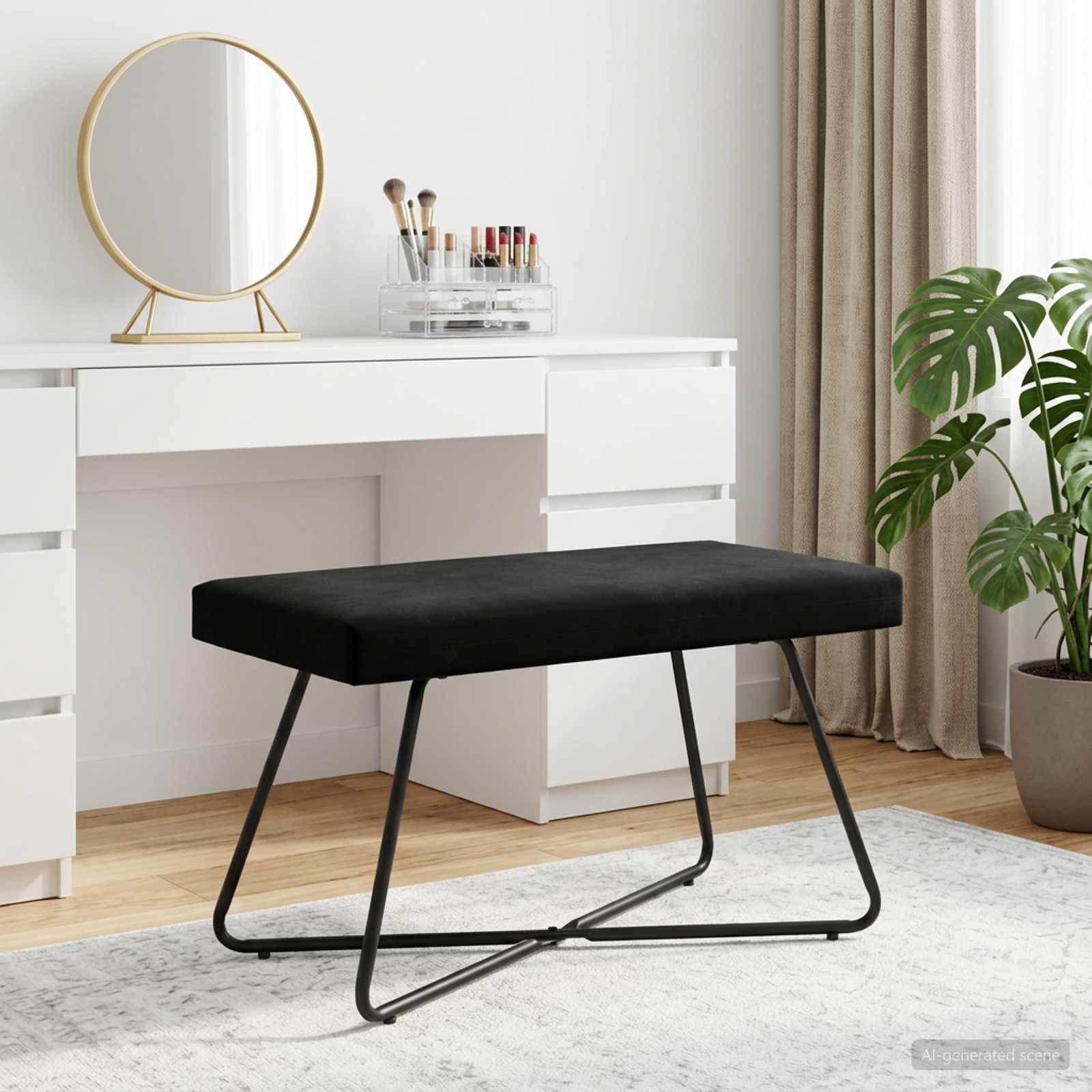 Bank Zwart 80 x 40 x 45 cm fluweel