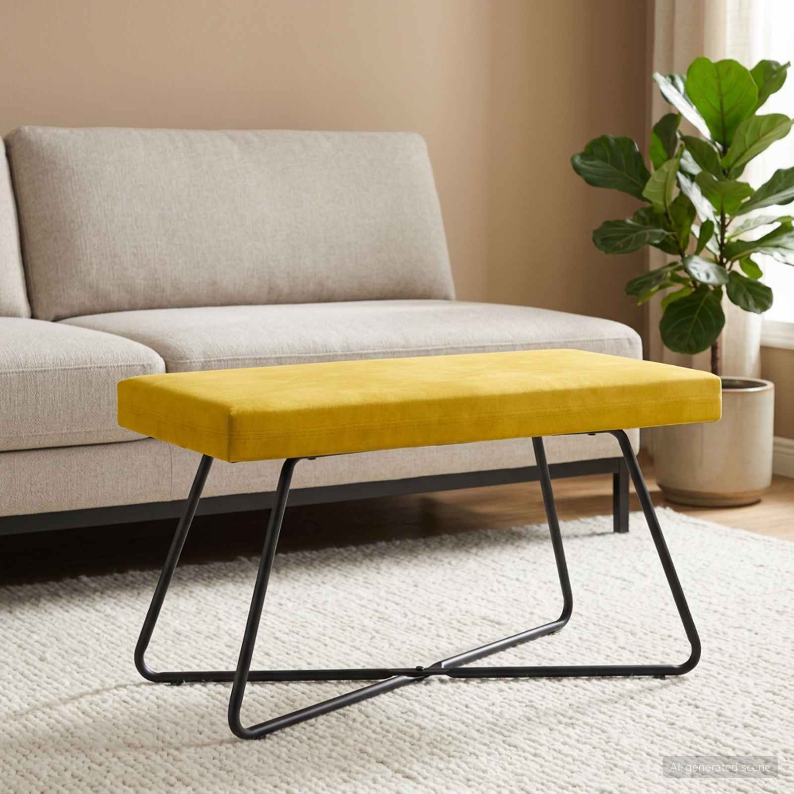 Bank Geel 80 x 40 x 45 cm fluweel