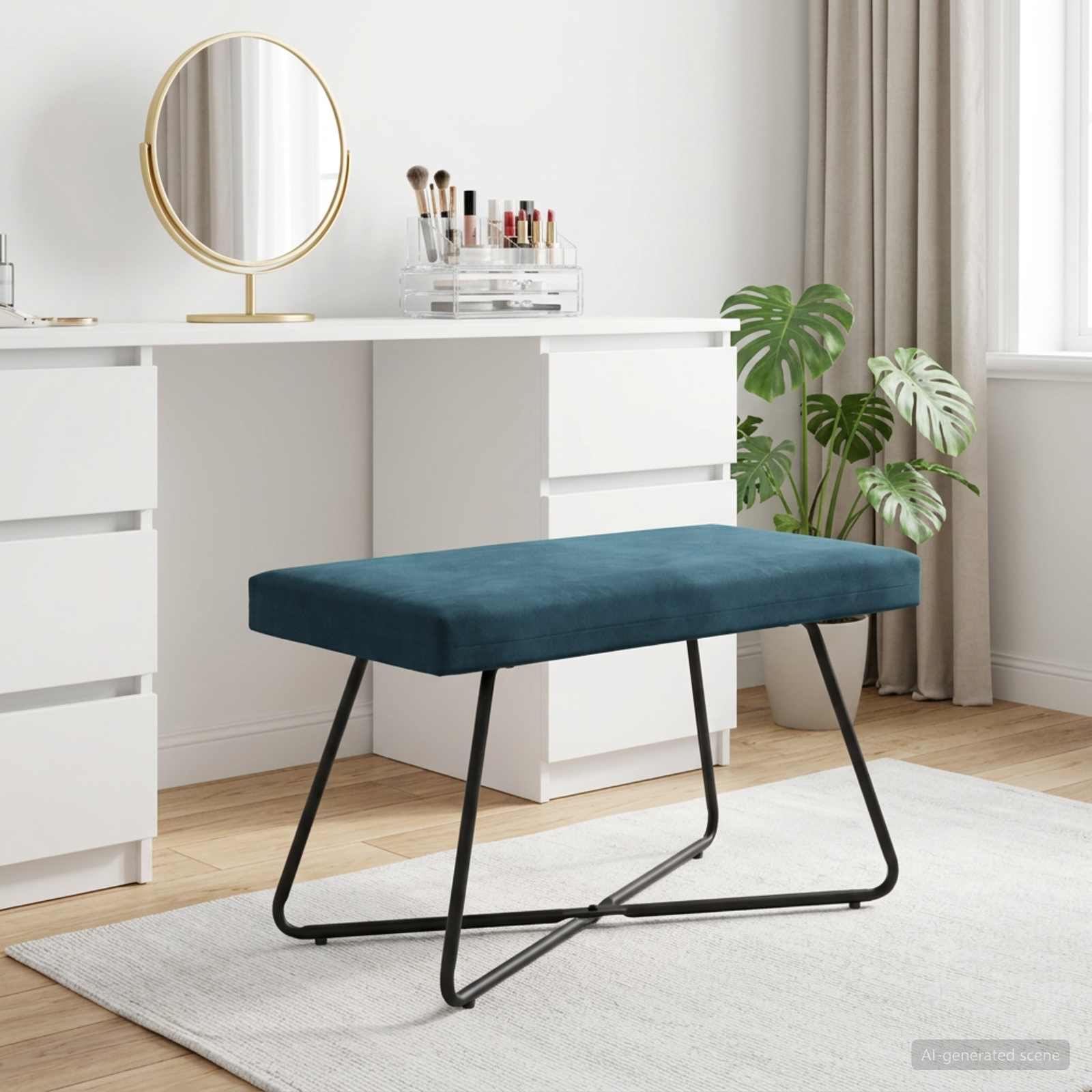 Bank Blauw 80 x 40 x 45 cm fluweel